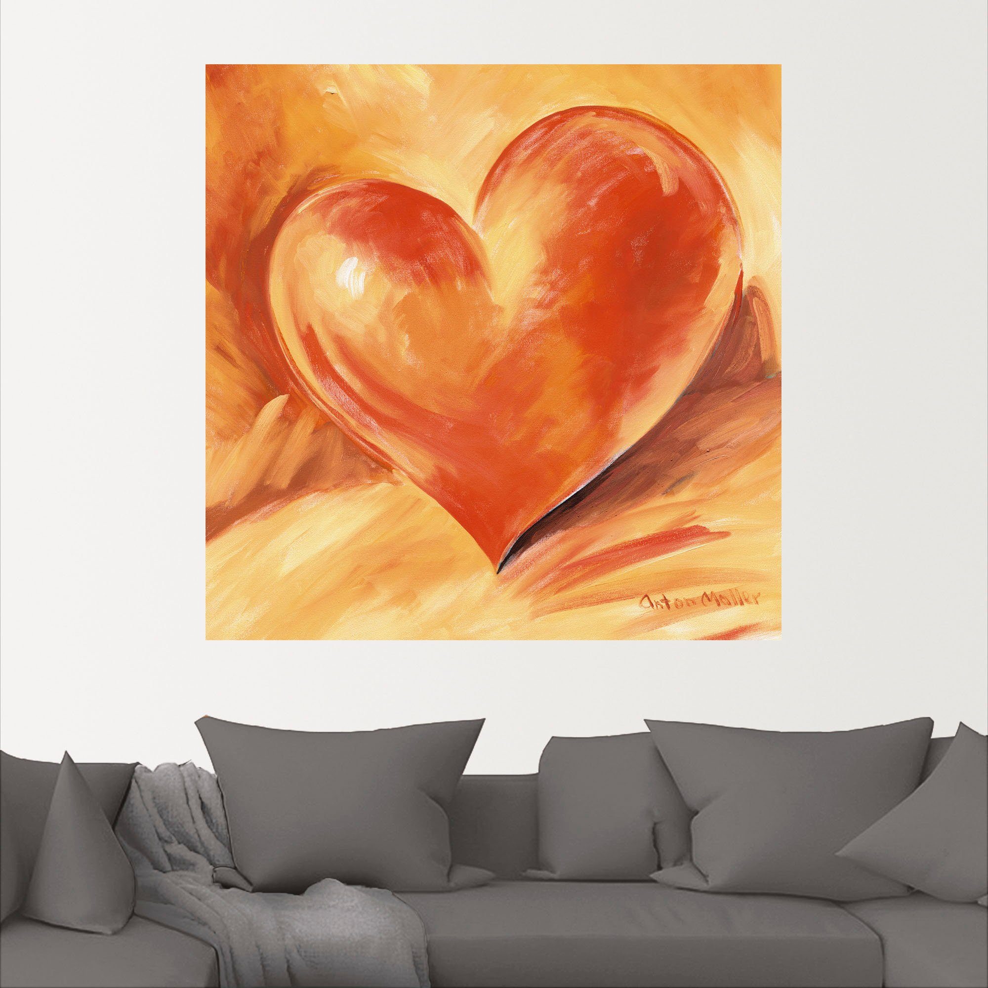 Rotes Herzbilder Leinwandbild, Wandbild (1 Alubild, als Herz, versch. St), in Größen Poster Artland oder Wandaufkleber