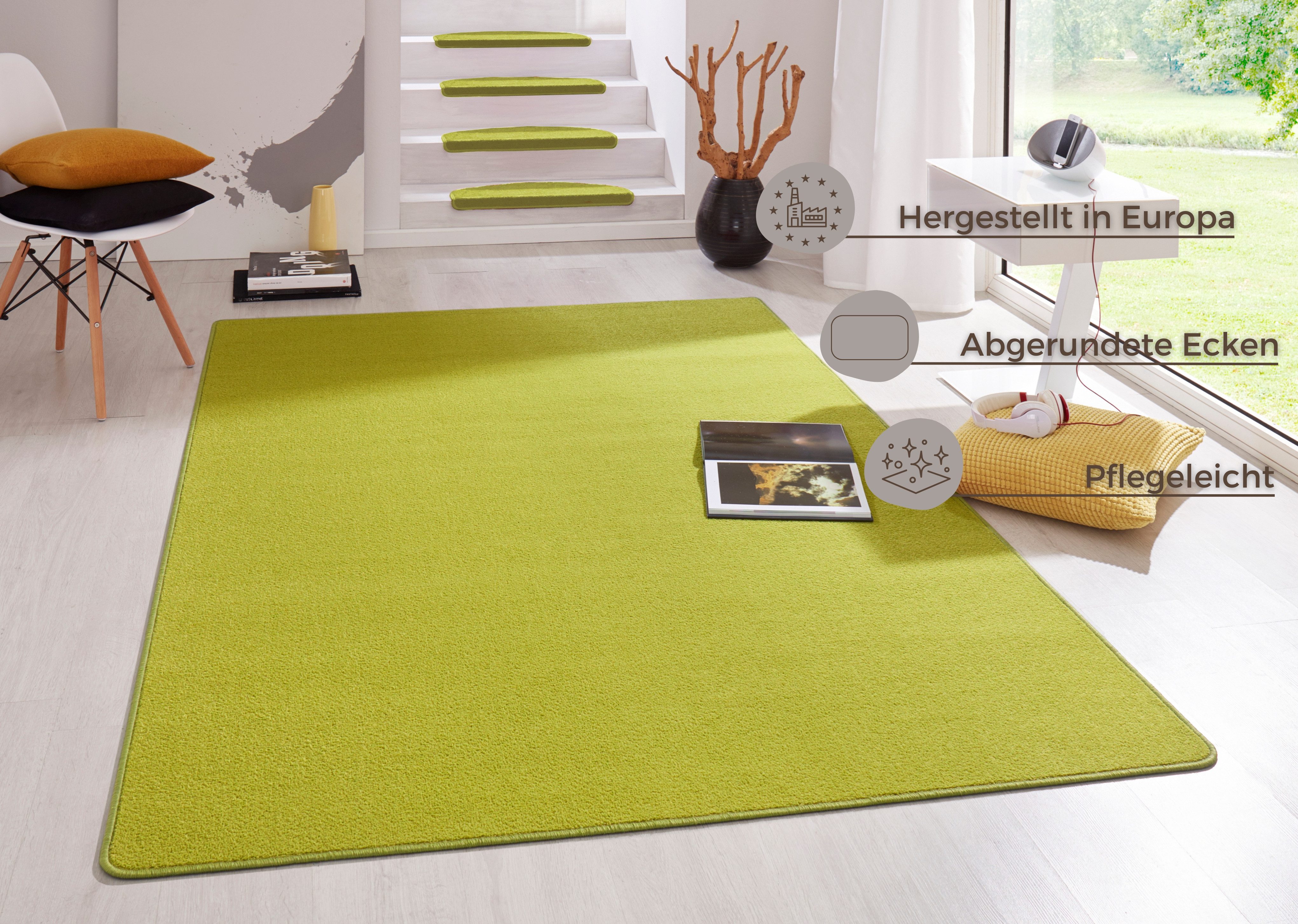 HANSE Home Teppich Fancy, rechteckig, Höhe: 7 mm, Kurzflor, Läufer, uni, gekettelt, Wohnzimmer, Schlafzimmer, Esszimmer