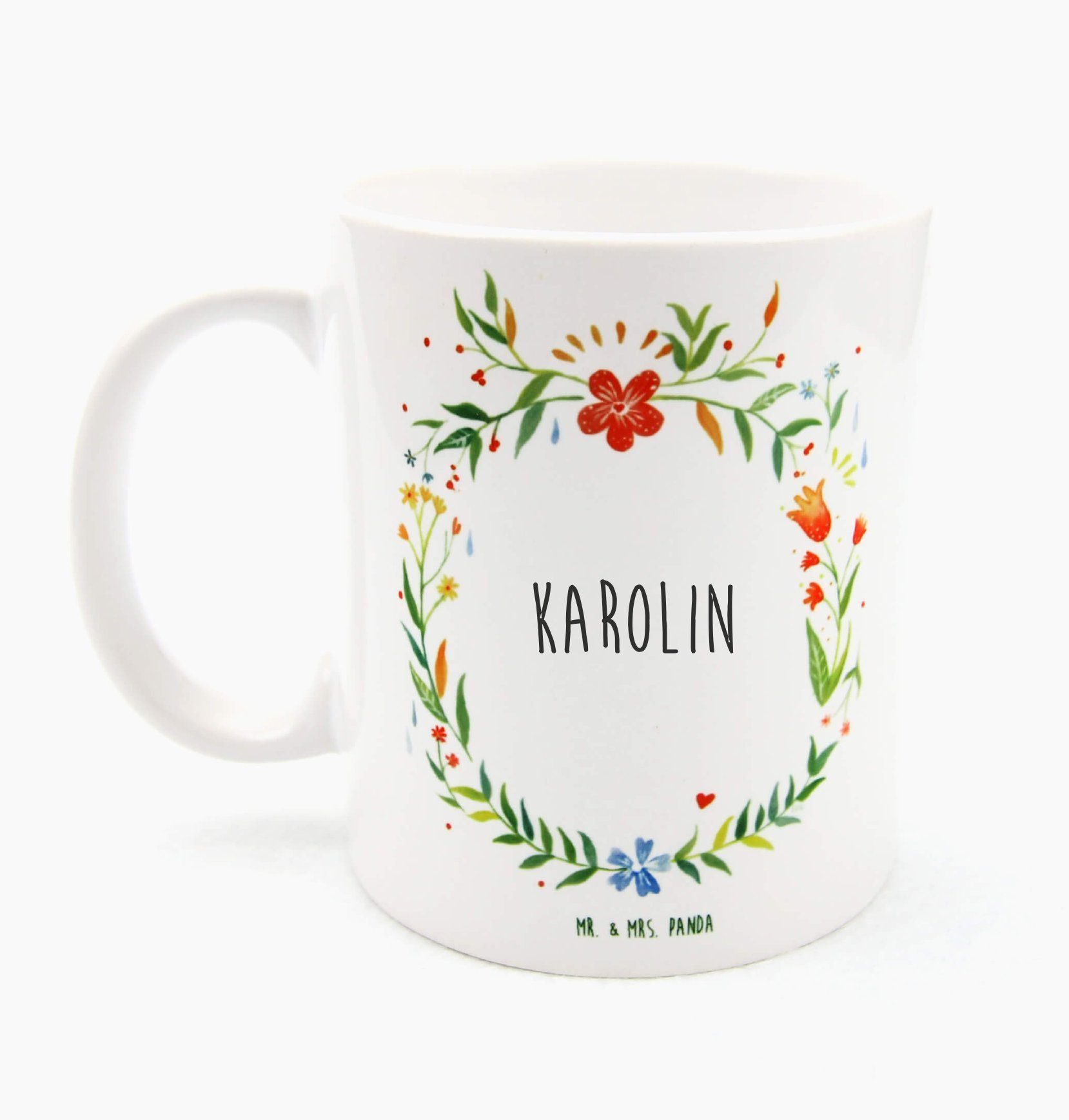 Keram, Keramik Tasse Mrs. Kaffeebecher, Motive, Panda Karolin - Tasse Geschenk, & Mr. Porzellantasse,