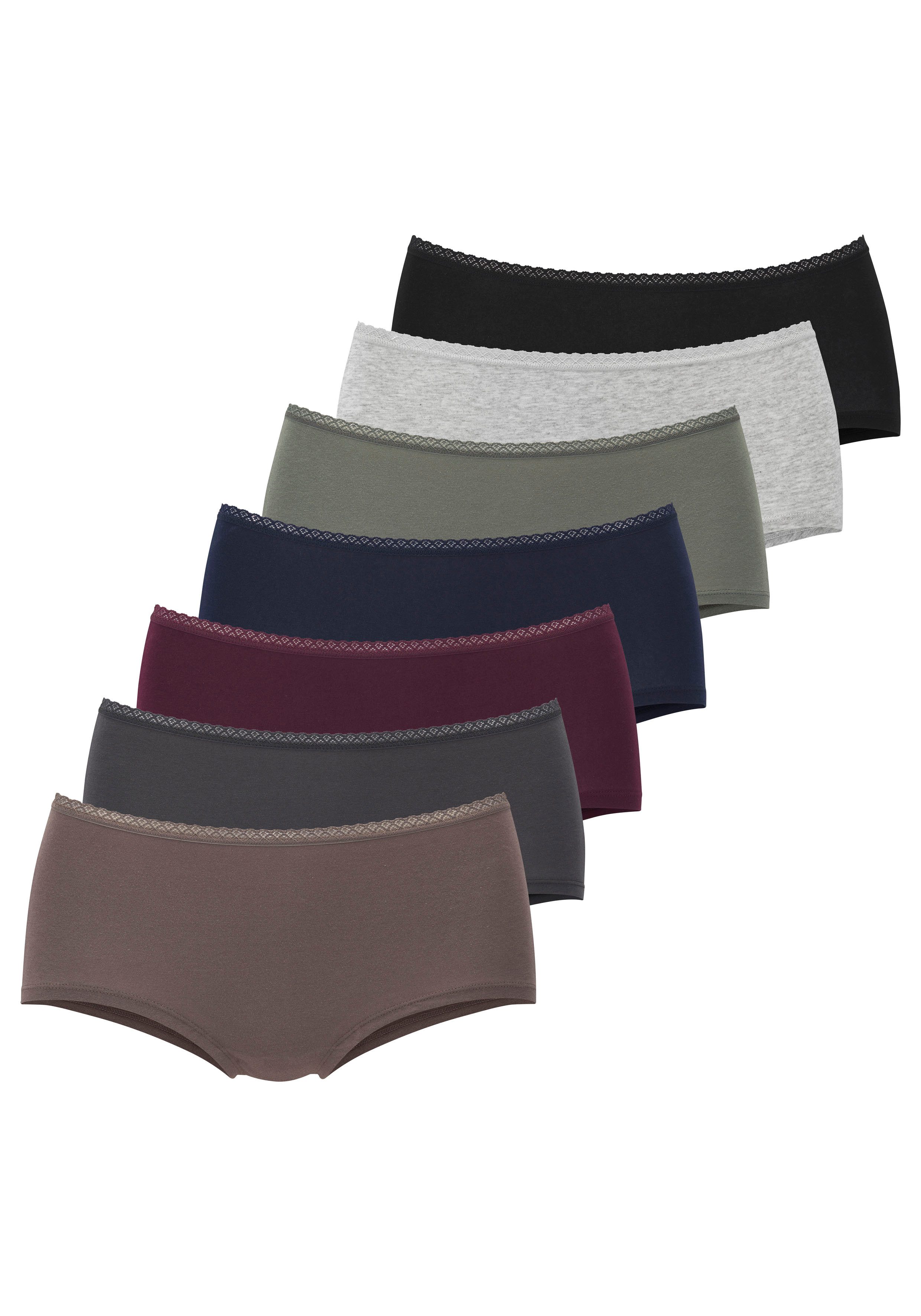 Vivance by Lascana Panty (7er-Pack) aus weicher Baumwollqualität mit feiner Spitzeneinfassung