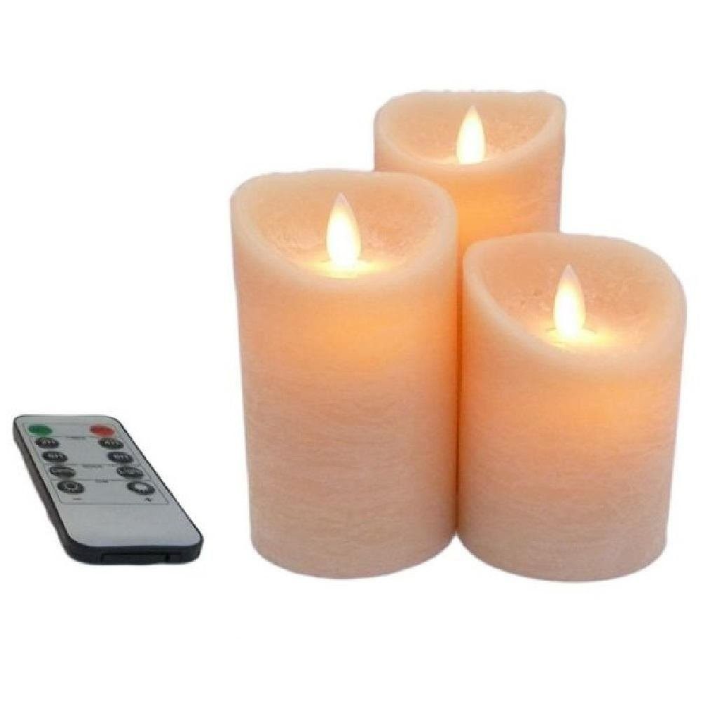 LED-Kerze MB-20294 3er LED Echtwachskerzen Set lachs