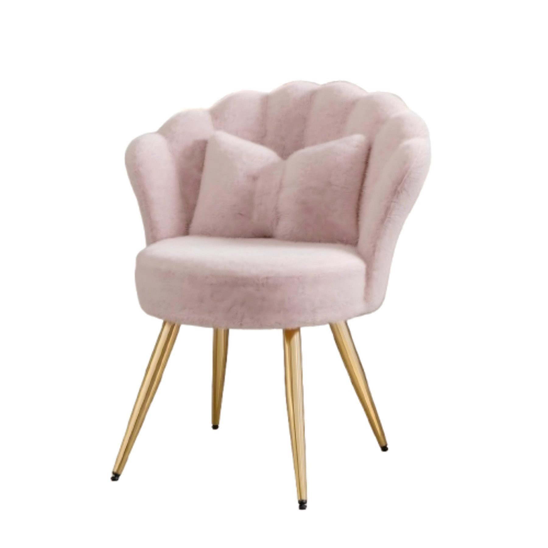 HawthyHome Polsterstuhl Samt im Blüten-Design mit Kissen (1 St), Schminktischstuhl mit Goldbeinen für Schlafzimmer & Wohnzimmer