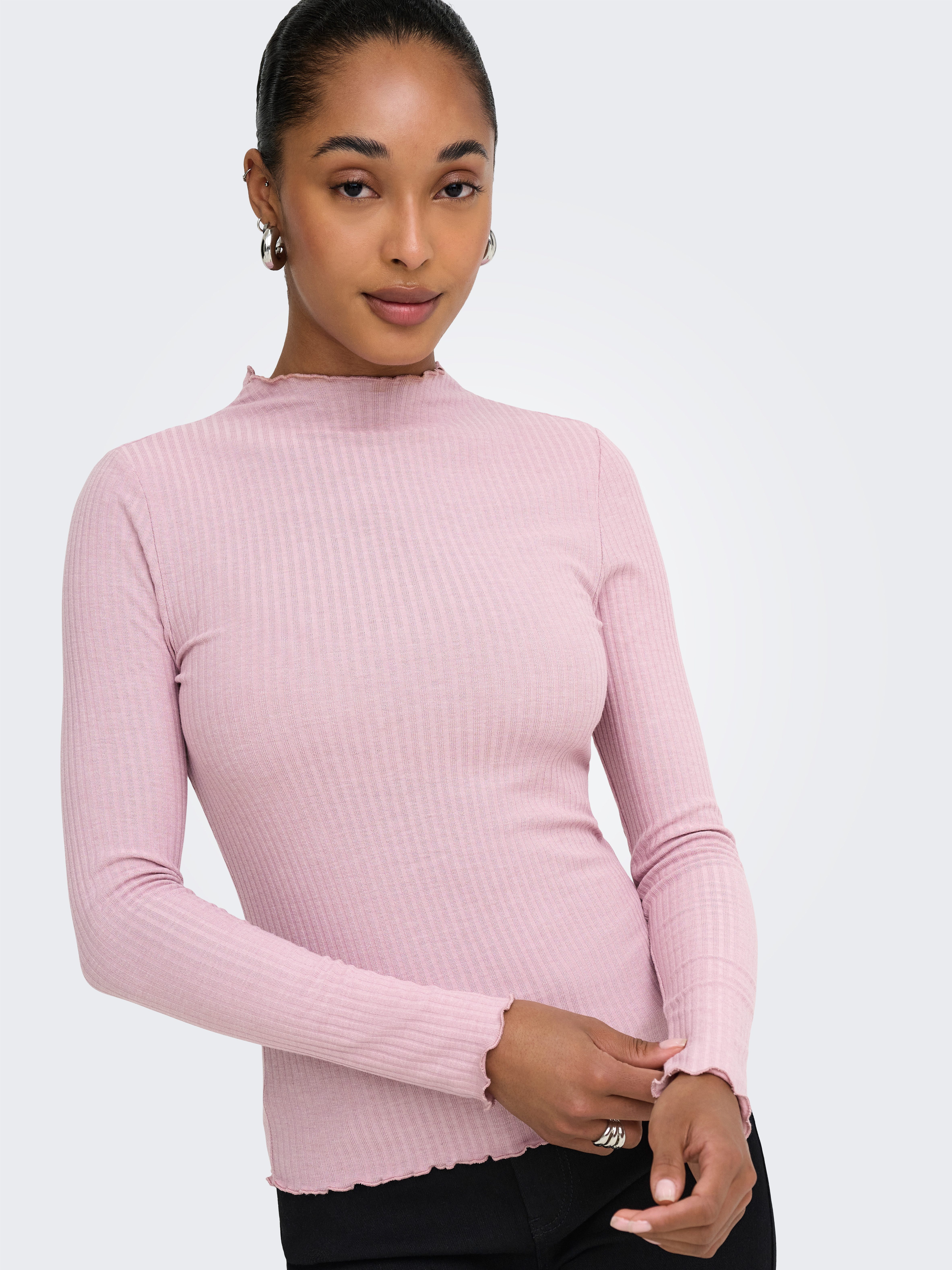 ONLY Langarmshirt ONLEMMA L/S HIGH NECK TOP Materialmix