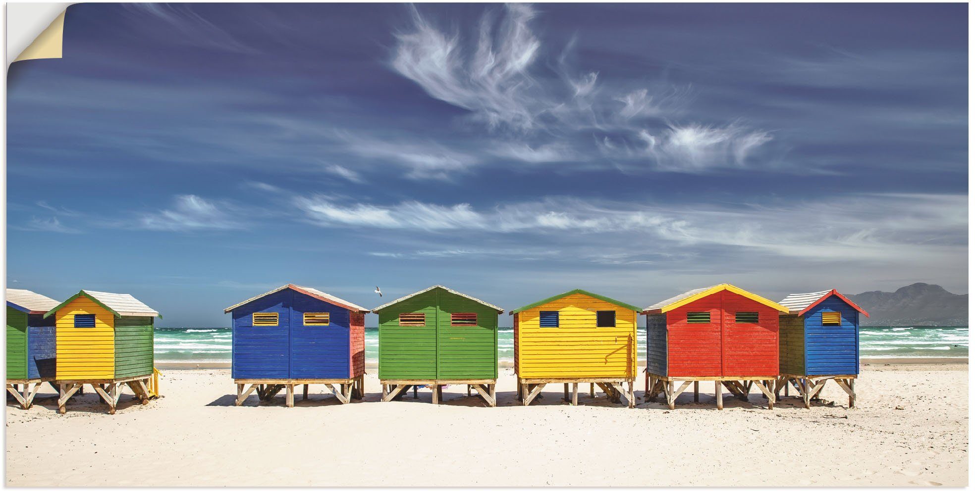 [Zum niedrigsten Preis verkaufen!] Wandaufkleber bei Leinwandbild, Bunte Alubild, Strandhäuser Strandbilder Kapstadt, (1 St), in Poster als oder Artland Größen Wandbild versch.