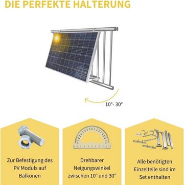 avoltik Solarmodul Halterung Alu Aufständerung für Photovoltaik Winkel rund Solarmodul-Halterung, (Set, Farbe silber)