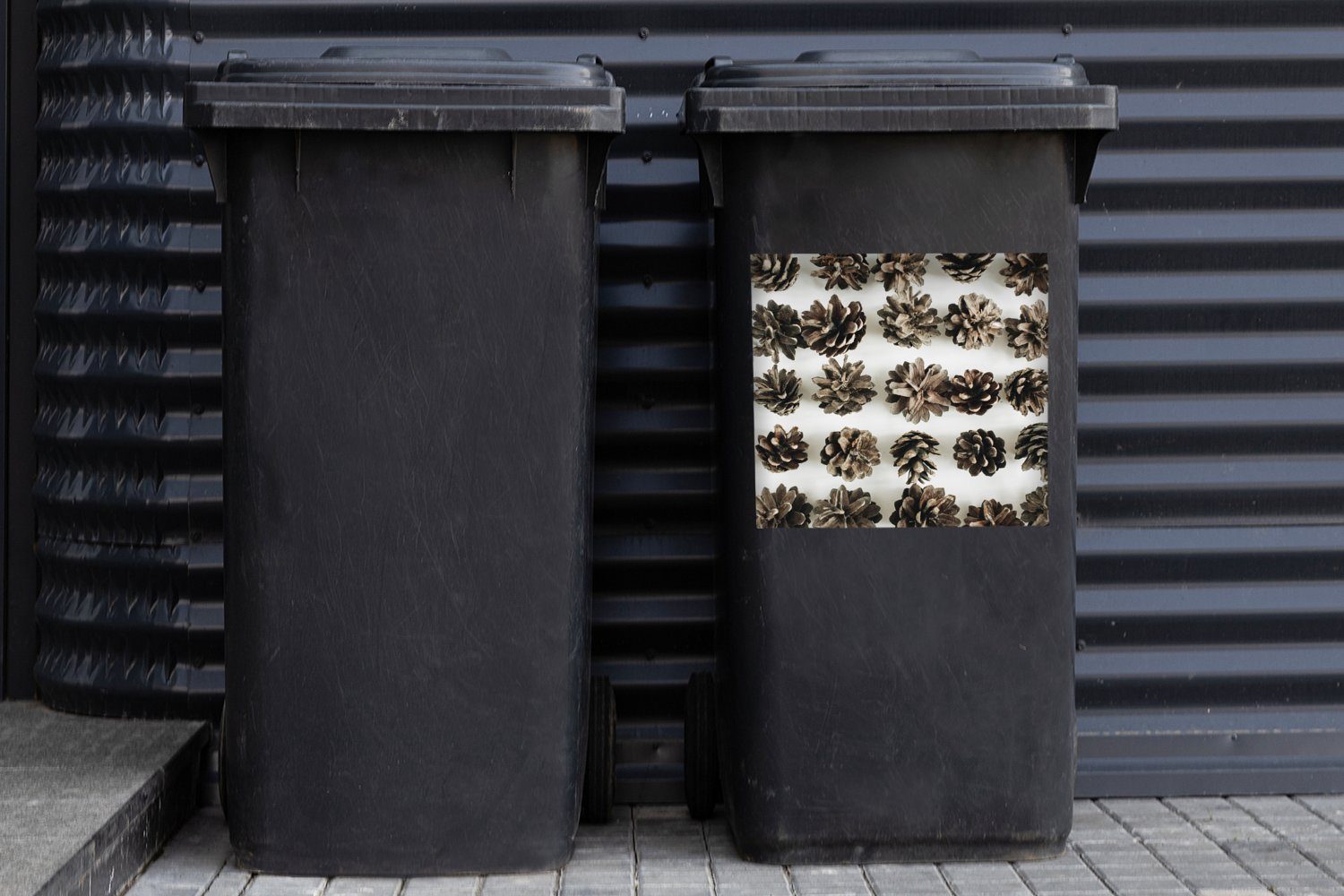 Abfalbehälter Mülleimer-aufkleber, - Sticker, Tannenzapfen (1 Container, - Winter Wandsticker MuchoWow Mülltonne, Weiß St),