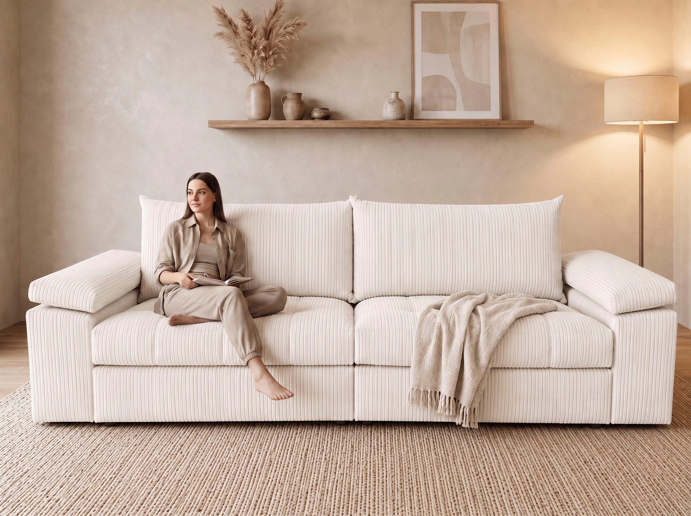 OTTO home Big-Sofa Soft&Cosy Pik XXL, B: 303 cm, Mega Sofa in Cord, Lounge-Komfort mit edler Sitzsteppung, Federkern