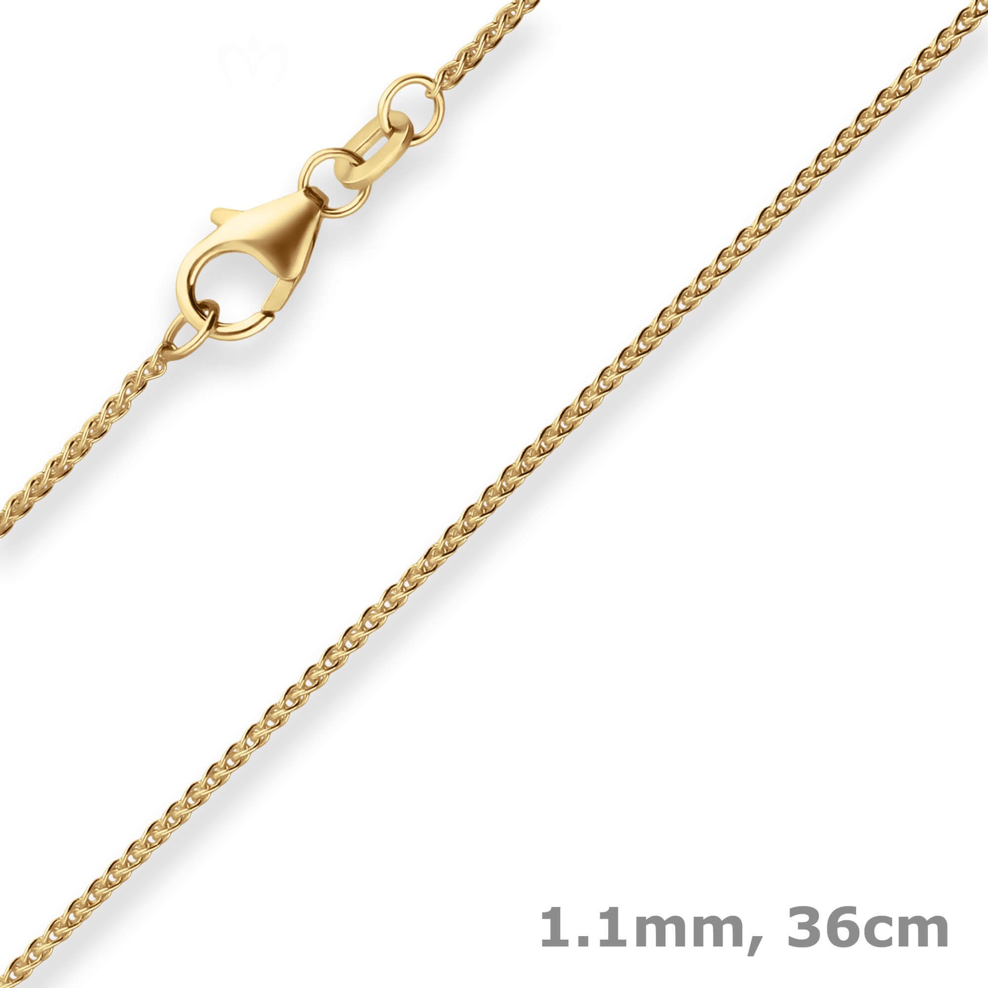Schmuck Krone Goldkette 1,1mm Zopfkette aus 333 Gelbgold 36cm, Gold 333
