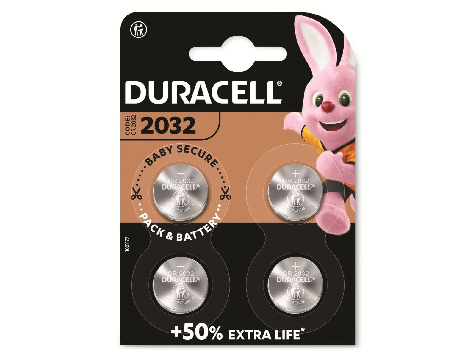 Duracell DURACELL Lithium-Knopfzelle CR2032, 3V Knopfzelle