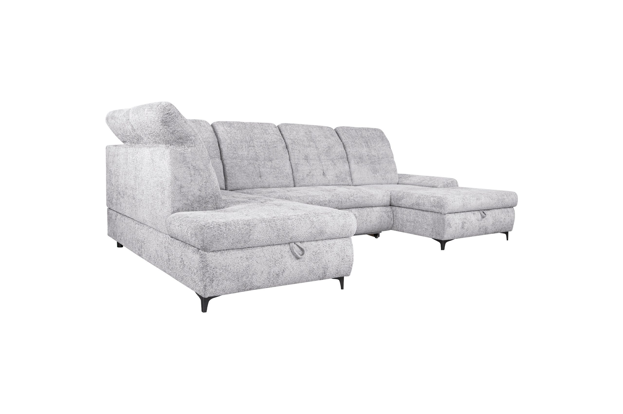 OKAA Sofa Wohnlandschaft Bella 2 mit Schlaffunktion, Bettkasten, inkl.Kopfteil