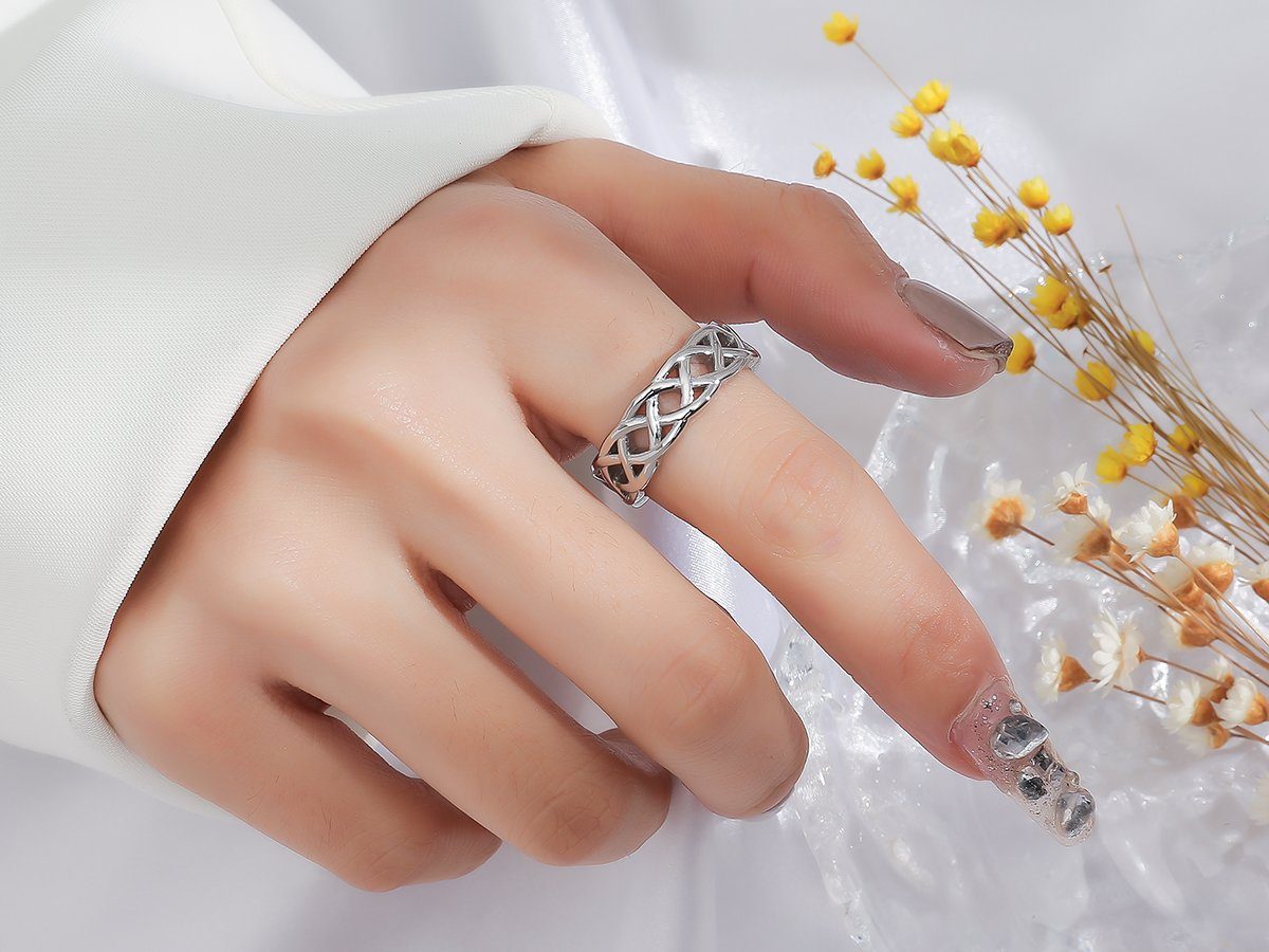 Eyecatcher Fingerring Silberfarbener Ring Keltisches Ketten Design, Ketten günstig online kaufen