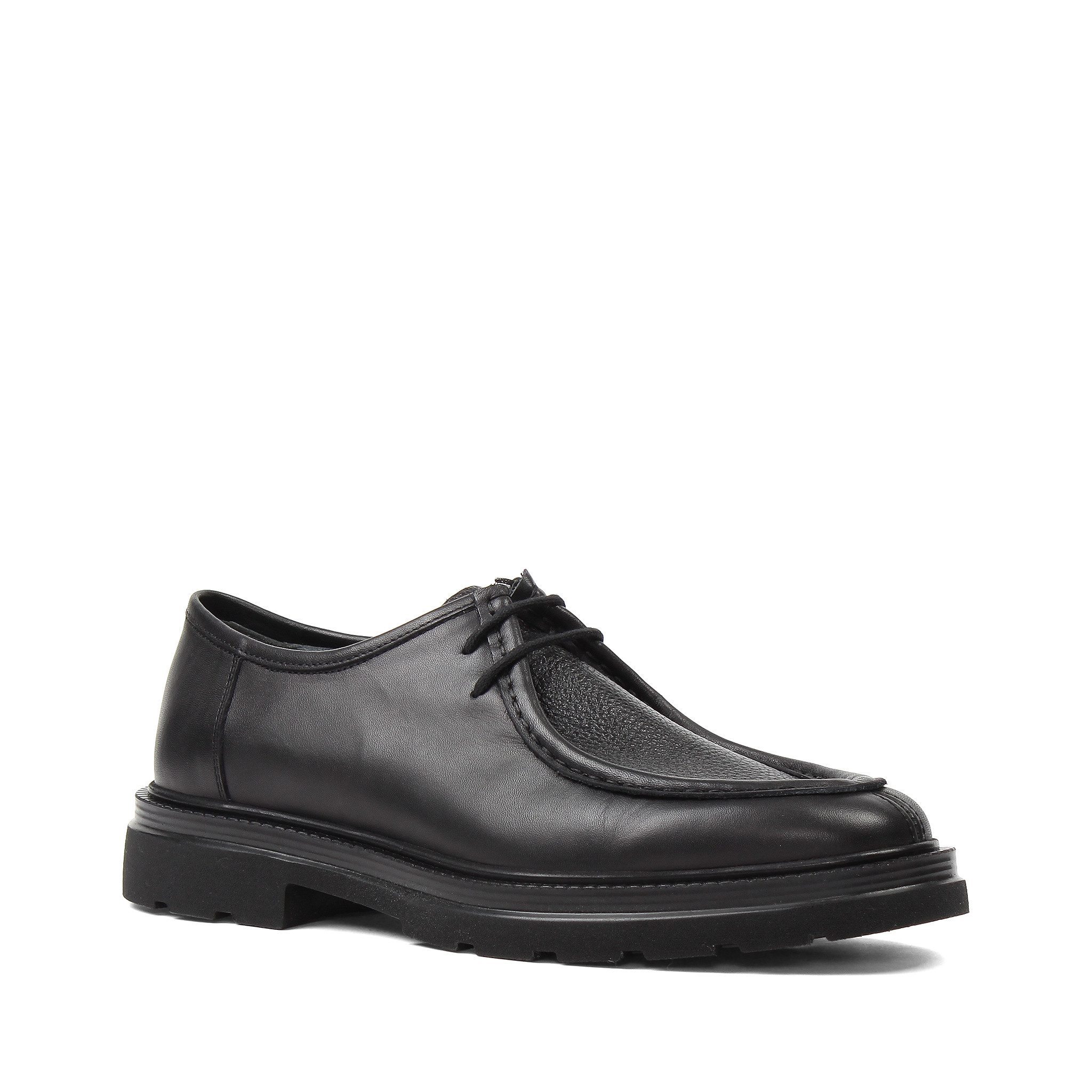 Celal Gültekin Plateau Blockabsatz Profilsohle Schnürer Herren Schnürschuh Narbenleder, Echtleder-Futter & Decksohle, Schwarz, 43