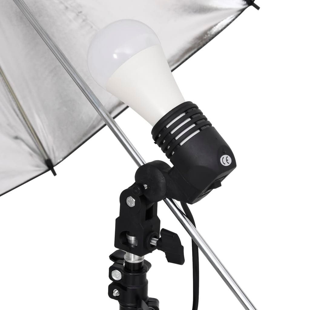 Stativen Fotostudio-Beleuchtung mit Schirmen Fotohintergrund vidaXL Set