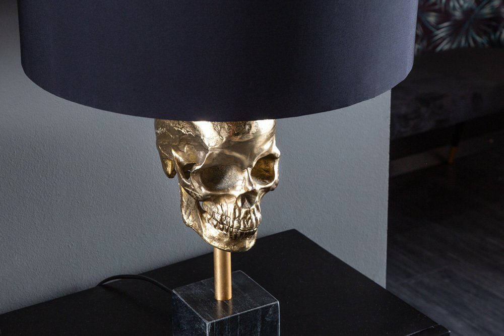 riess-ambiente Tischleuchte SKULL 56cm schwarz / gold, Ein-/Ausschalter, ohne Leuchtmittel, Wohnzimmer · Marmor · Metall · Totenkopf · Modern Design