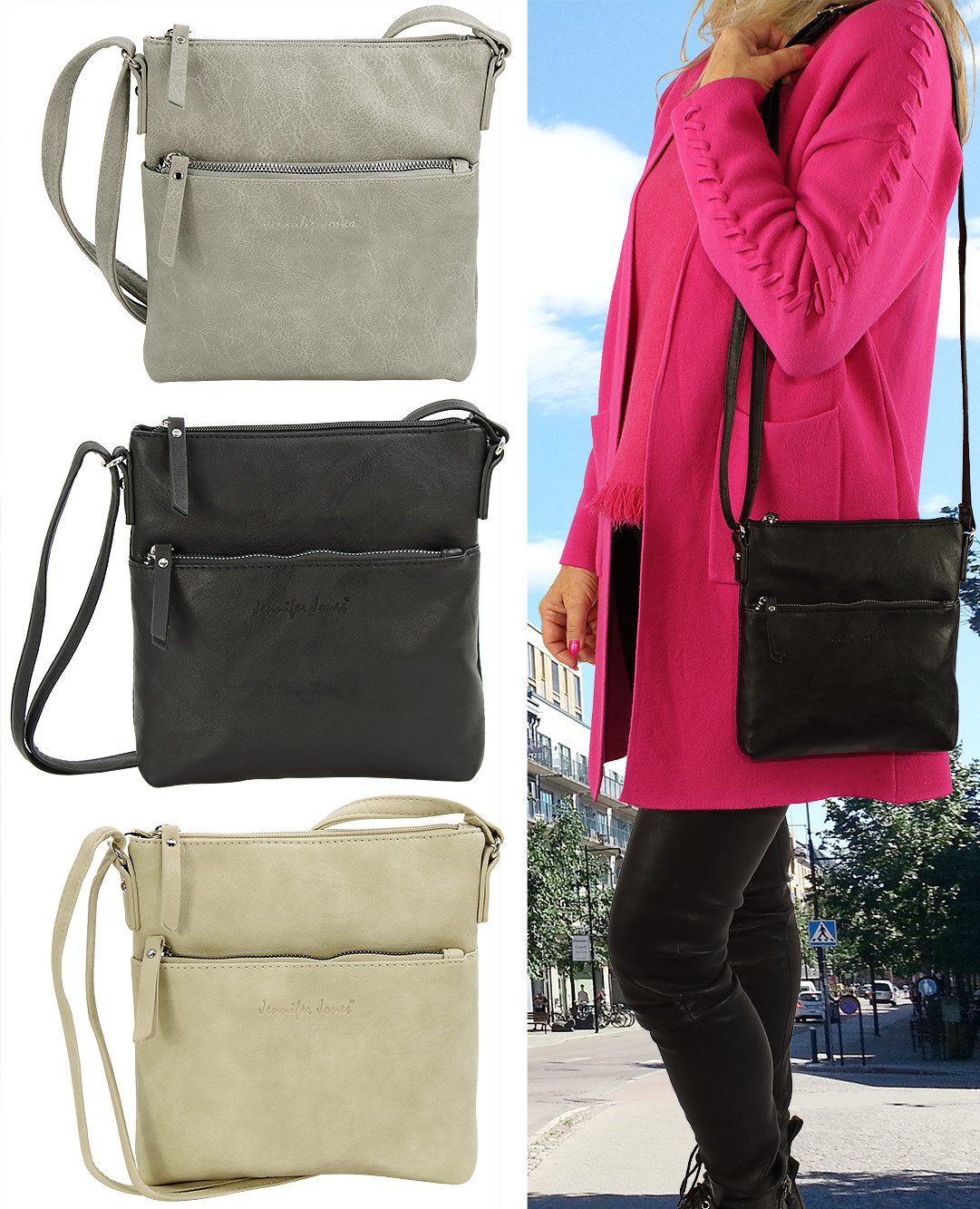 J JONES JENNIFER JONES Schultertasche Kleine Damen Umhängetasche Crossbody Bag chicke modische Abendtasche, Klein und leicht