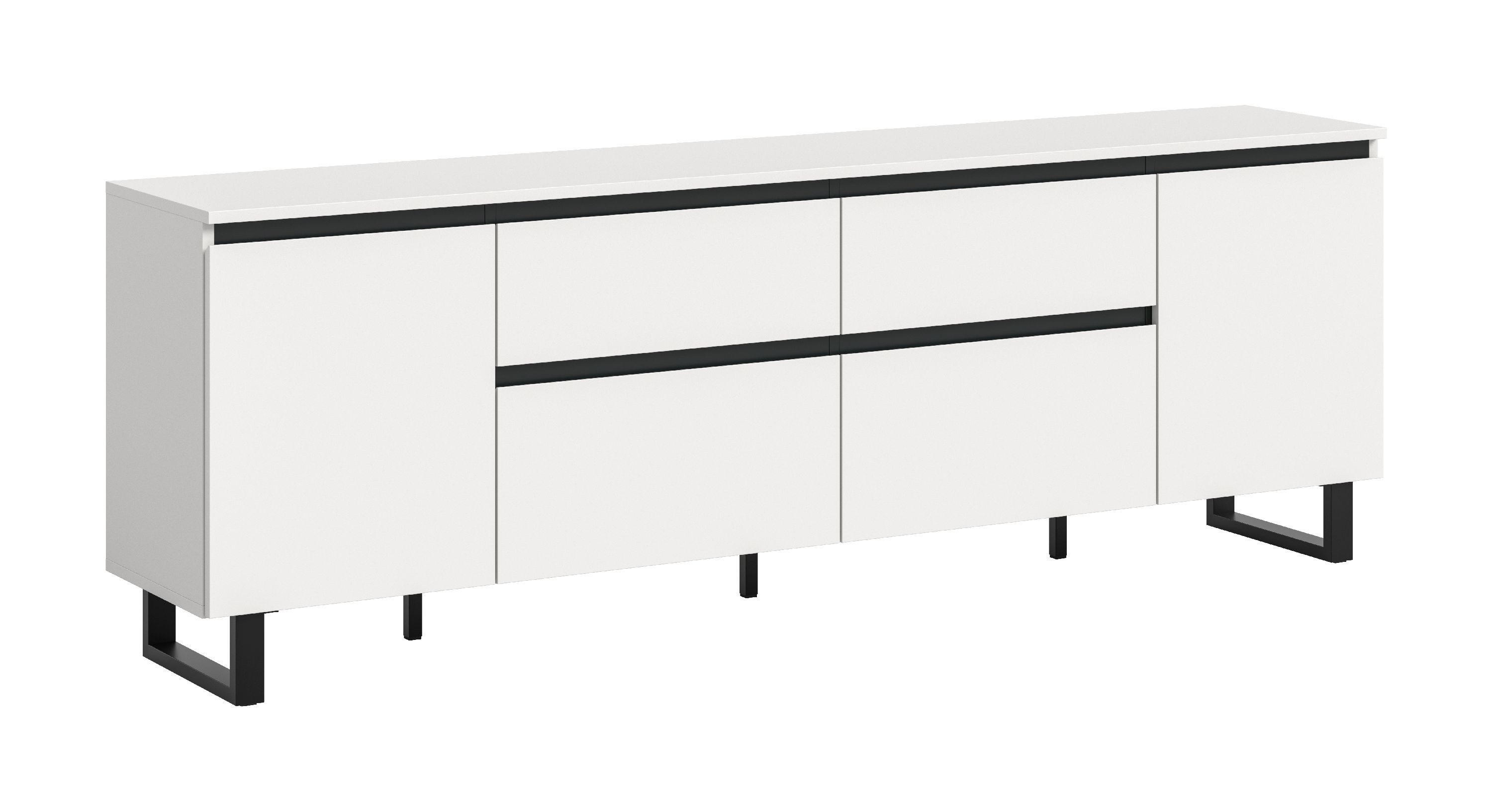 xonox.home Lowboard Tomasa, weiß Melamin Melamin beschichtet modern 188x65x36 cm