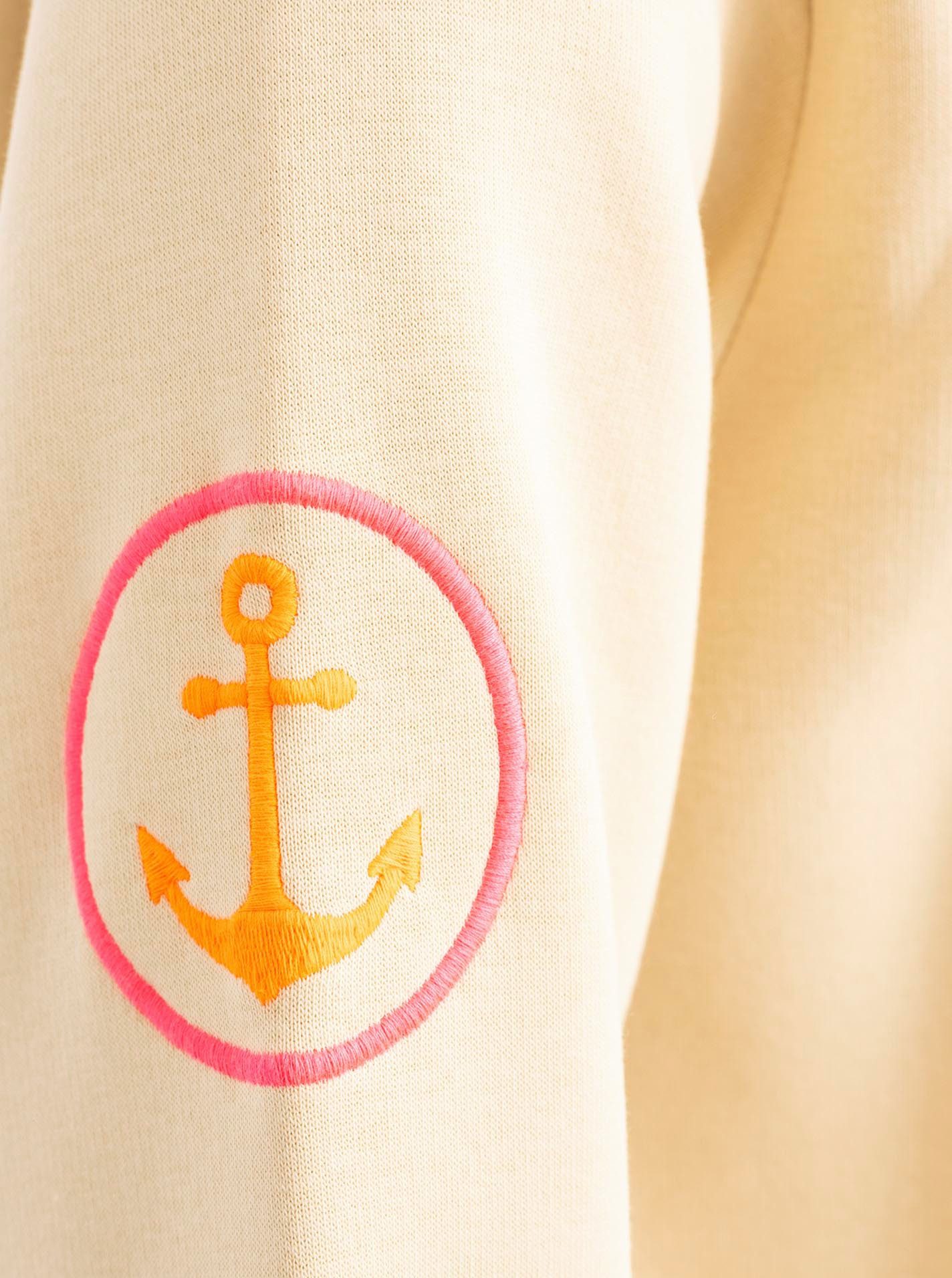 Zwillingsherz Kapuzensweatjacke "Maritim" mit gesticktem MOIN und Anker Logo und Reißverschluss
