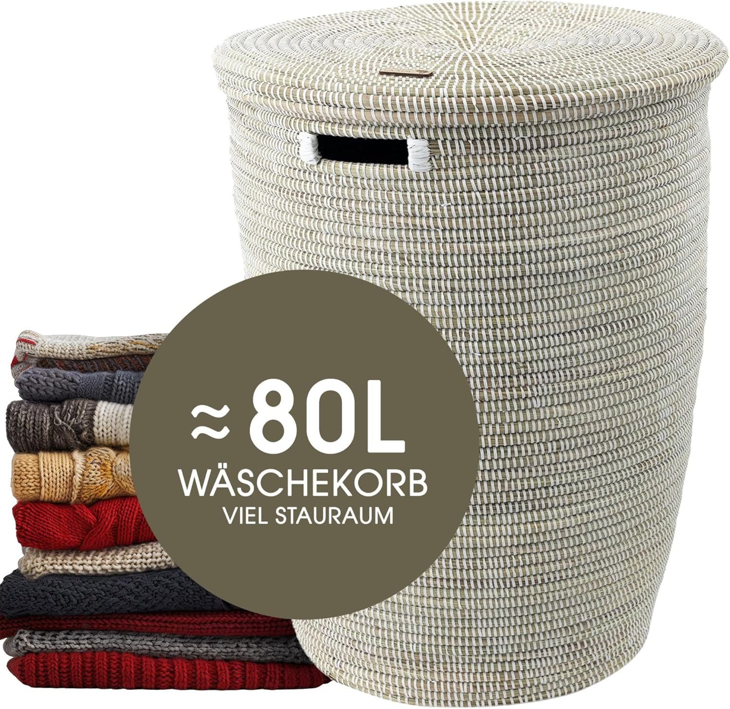 YAADU Wäschekorb mit flachem Deckel 80L günstig online kaufen