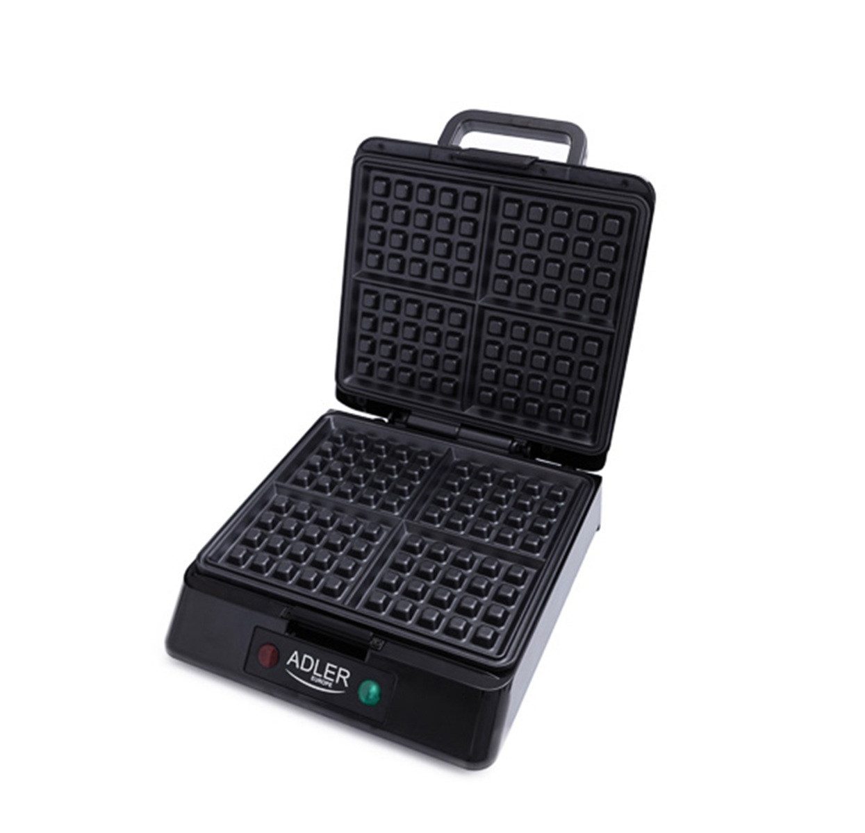 Adler Waffeleisen AD 3036 1500W, 4 Waffeln - Antihaft & Cool-Touch, 1500 W