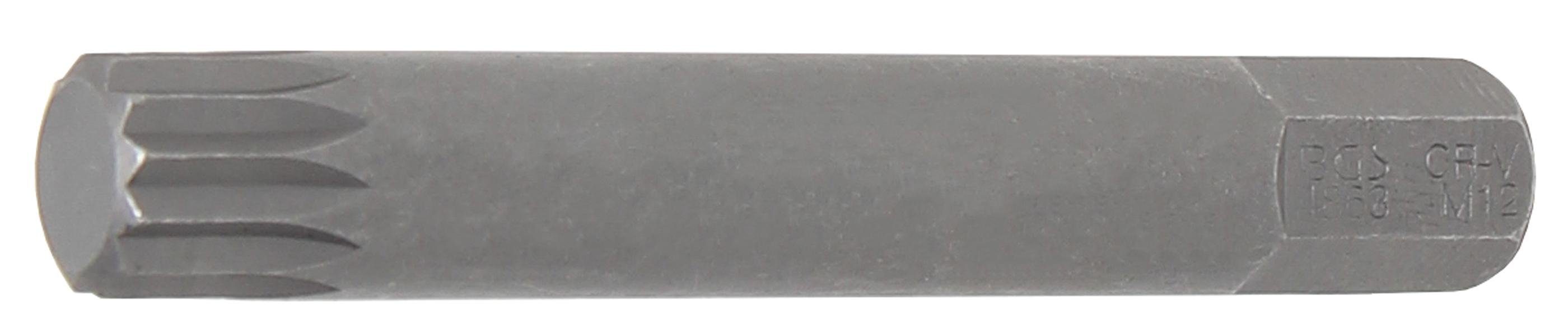 BGS technic Bit-Schraubendreher Bit, Länge 75 mm, Antrieb Außensechskant 10 mm (3/8), Innenvielzahn (für XZN) M12