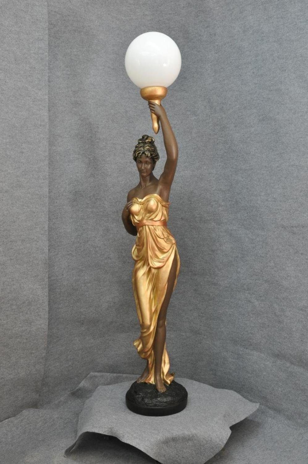 JVmoebel Skulptur XXL Design Steh Leuchte Stand 153cm Lampe Skulptur Figur Statue Gold