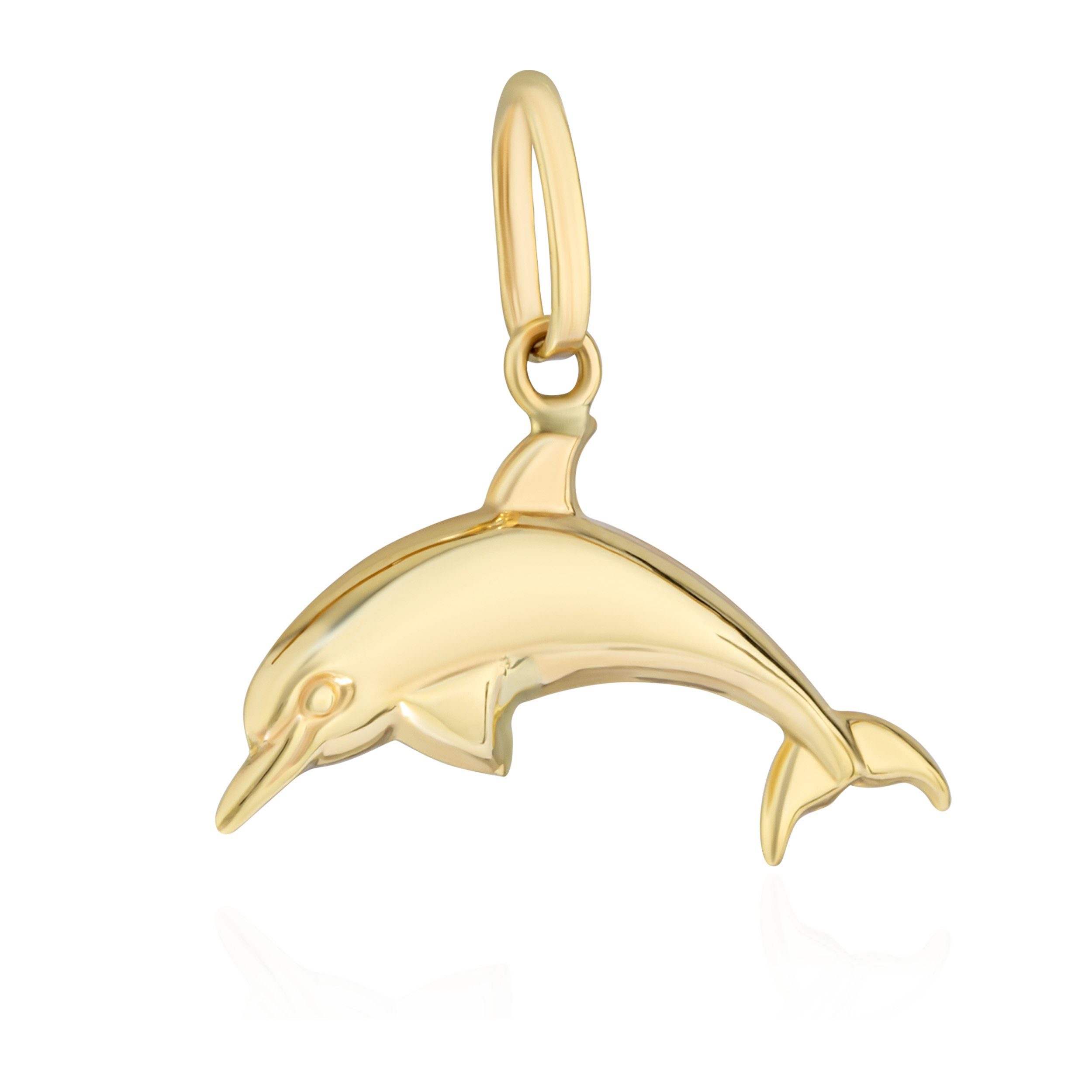 A 18x10mm Amulett 8 NKlaus Gelb Kettenanhänger Karat 333 Delfin Talisman gold Kettenanhänger