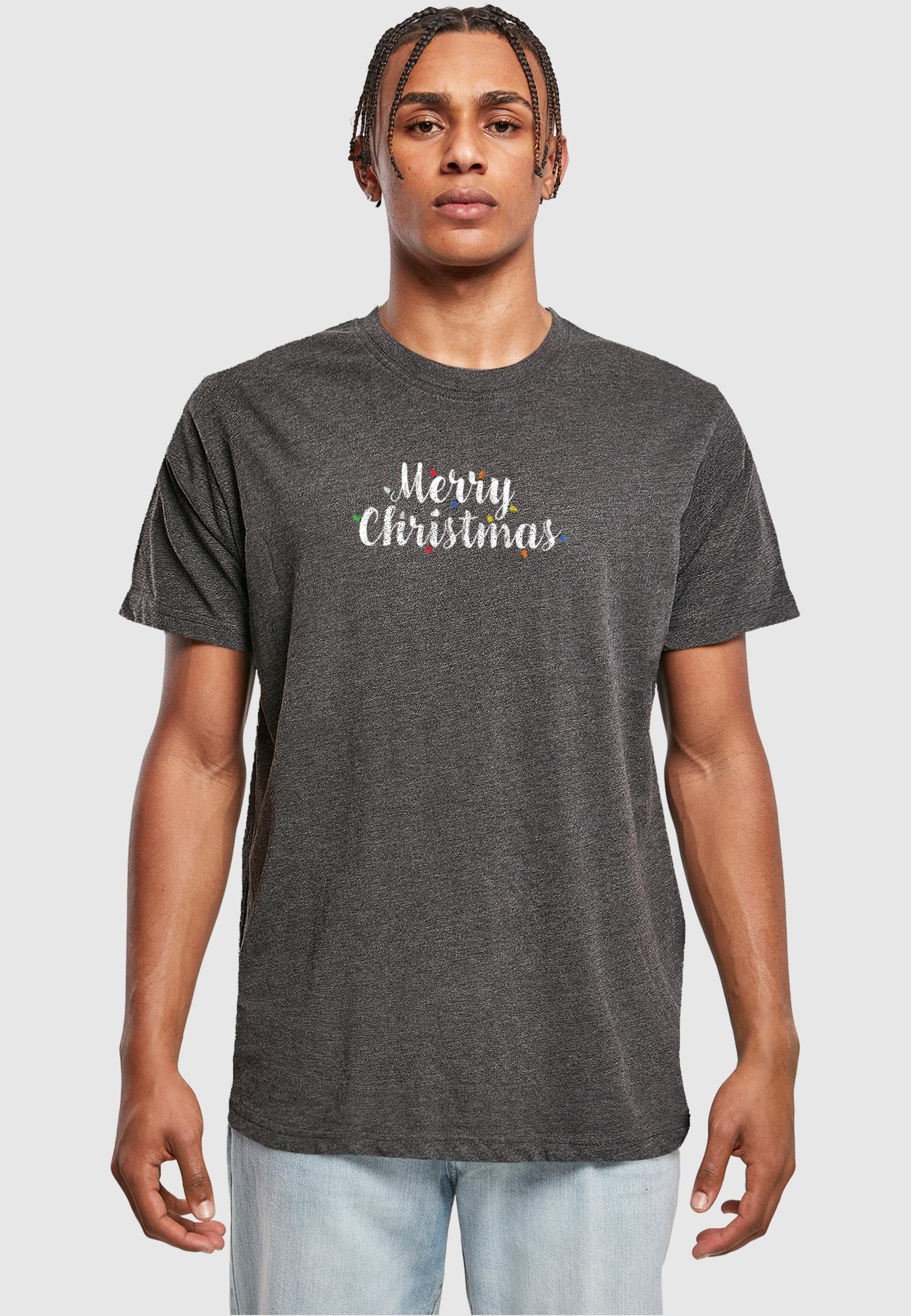 Christmas Herren Neck Round Merry Merchcode (1-tlg) T-Shirt T-Shirt charcoal Lights