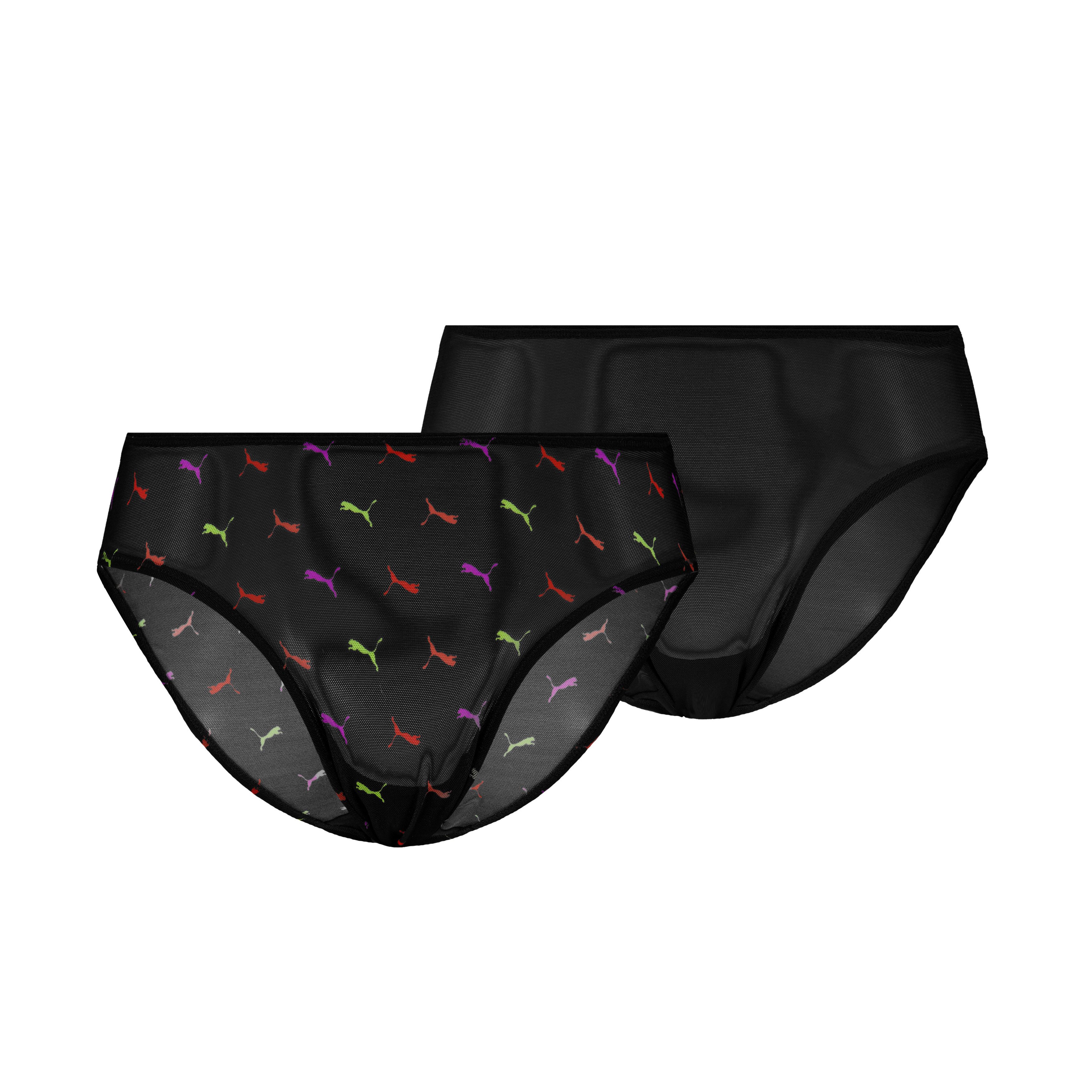 PUMA Slip PUMA WOMEN PRINTED MESH BRIEFS (2er Pack) mit buntem allover Print, mit Mesh-Details