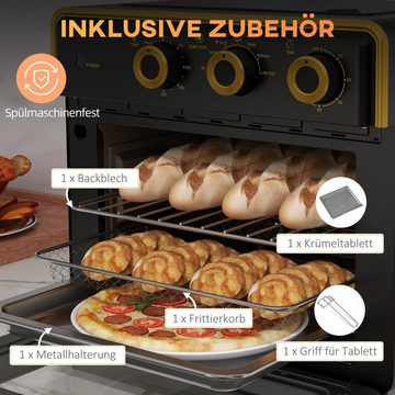 HOMCOM Minibackofen 20 L Pizza-Ofen mit Umluft, Heißluftofen mit Backblech, Grillrost, 90-230℃, Schwarz