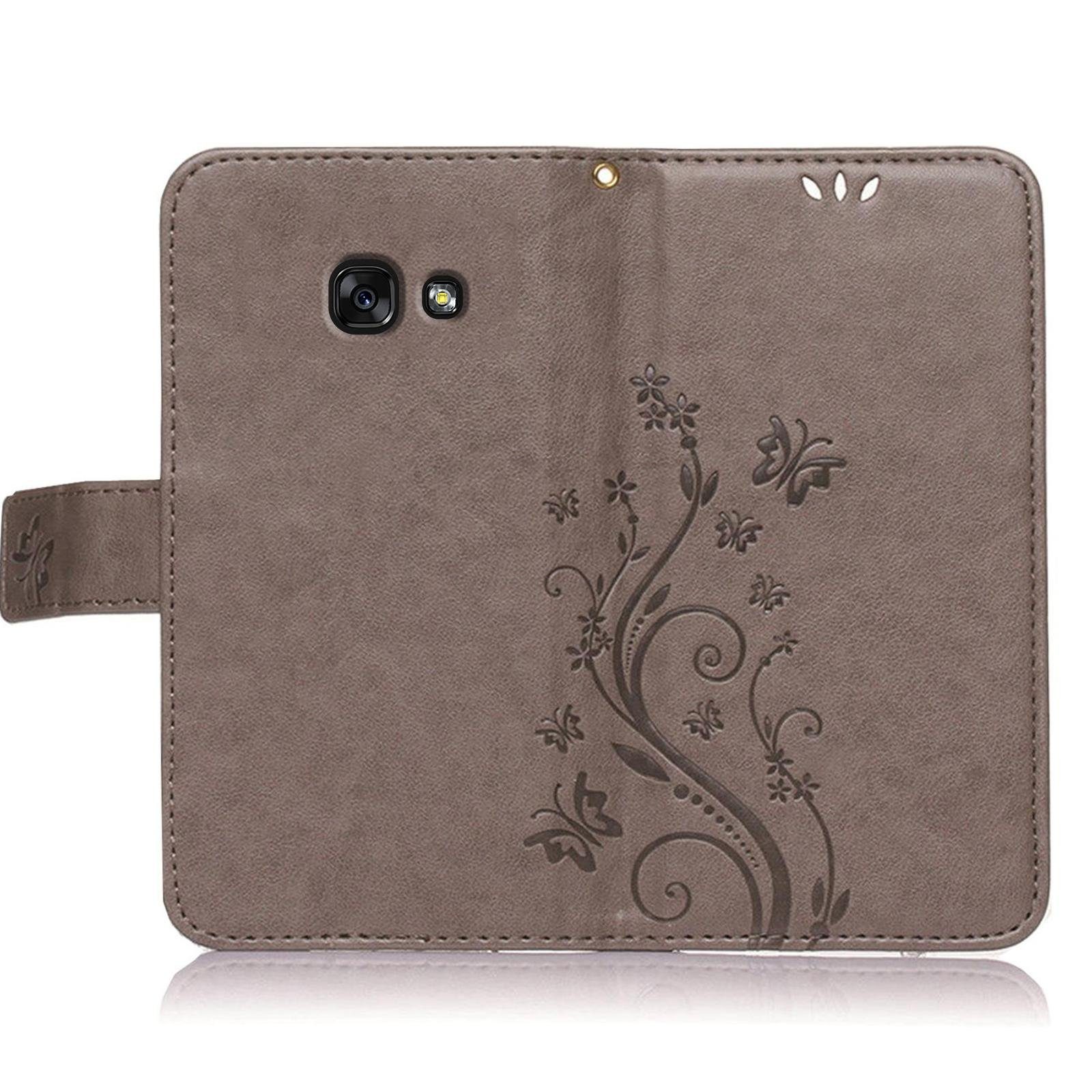 Numerva Handyhülle Bookstyle Flower für Samsung Galaxy A5 2017, Handy Tasche Schutzhülle Klapphülle Flip Cover mit Blumenmuster