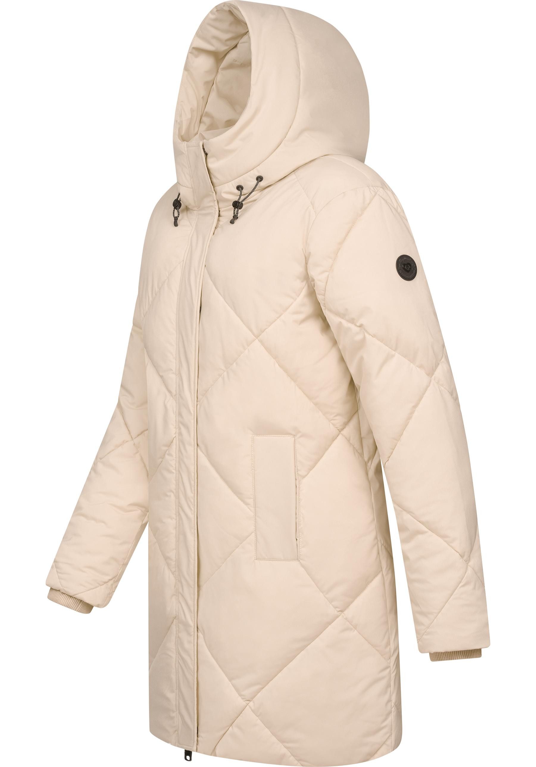 Ragwear Steppmantel Diamanta Wasserdichter Damen Kurzmantel mit Kapuze