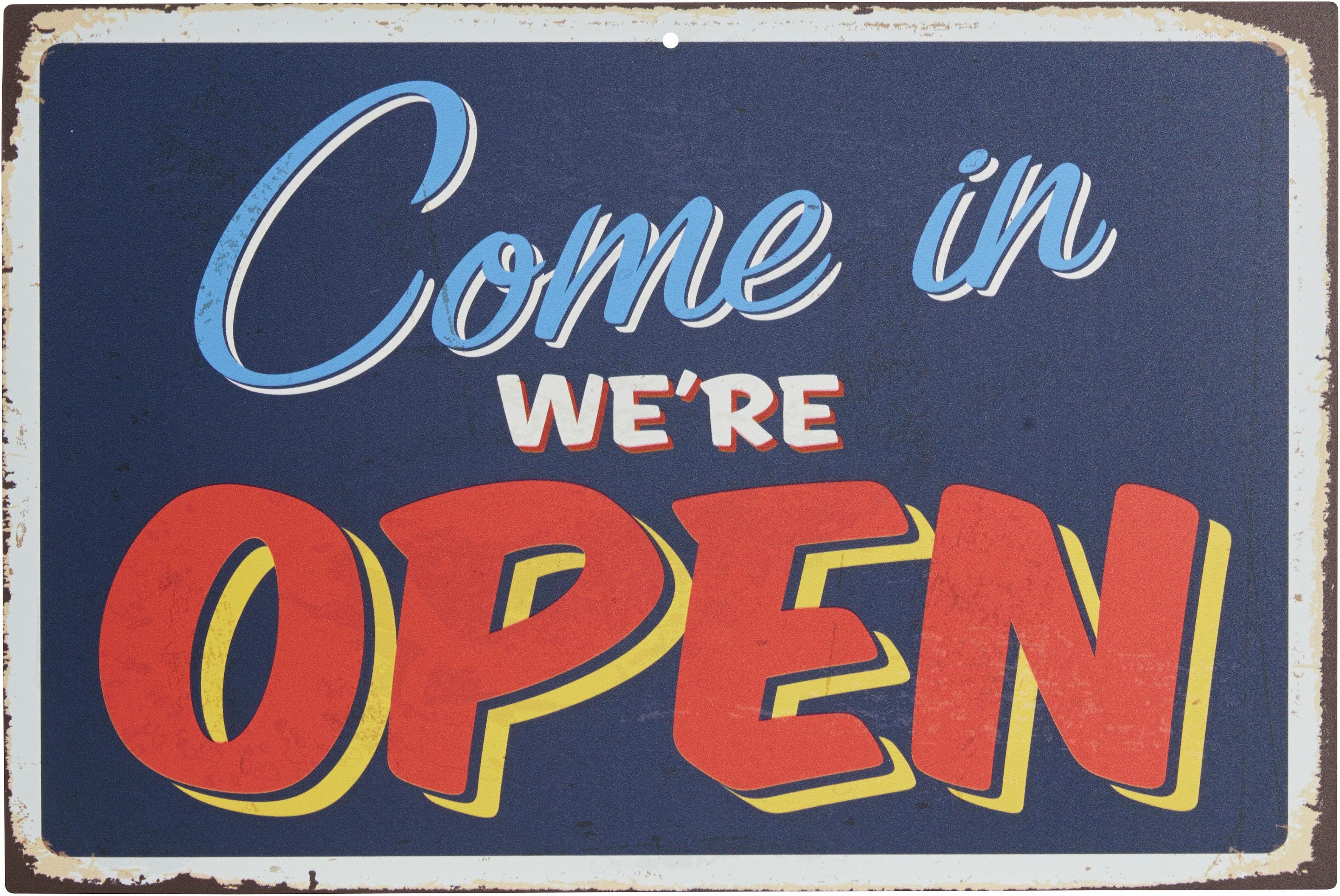 Home affaire Metallbild »Come in we´re open«, Maße (B/H): 45/30 cm-HomeTrends