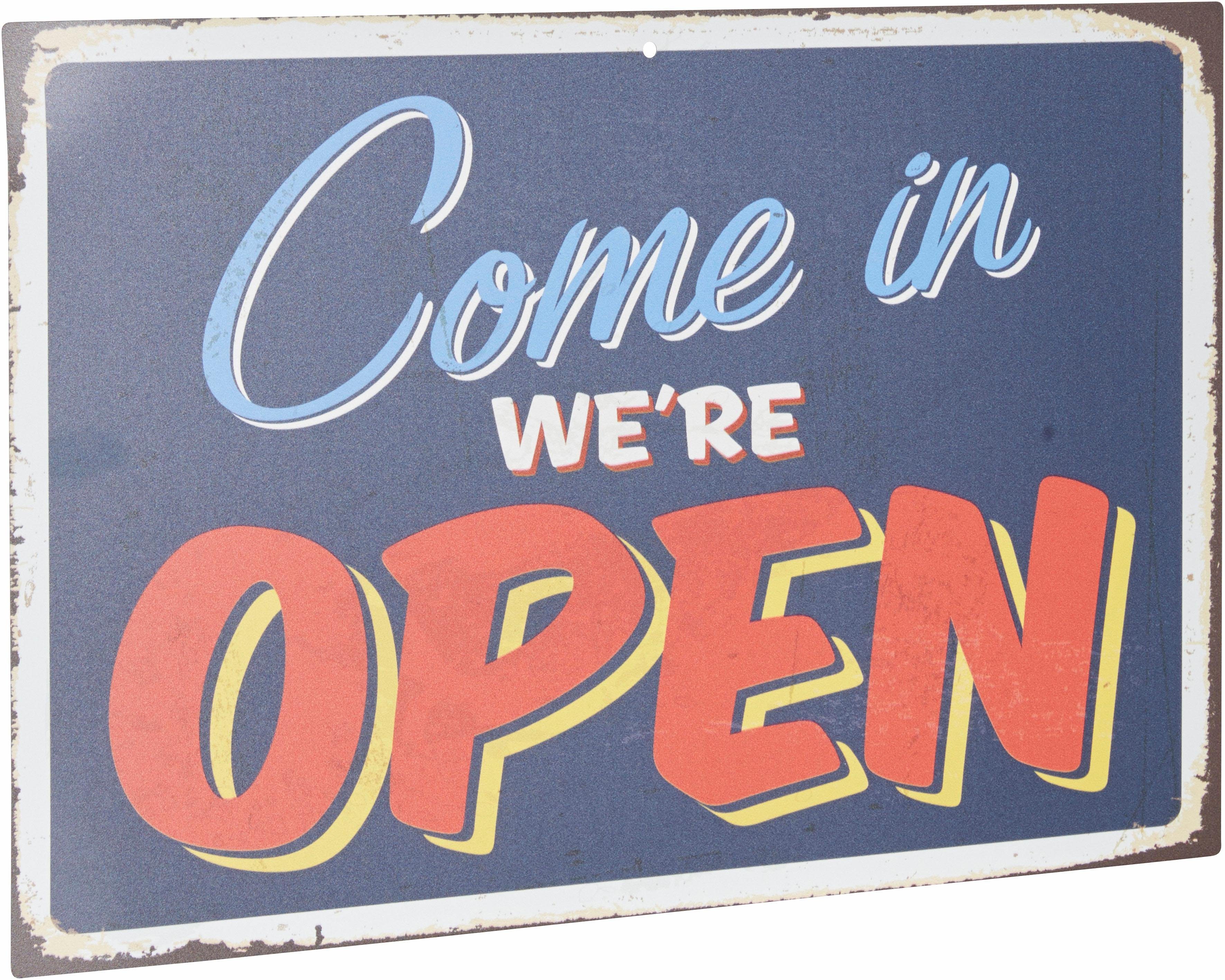 Home affaire Metallbild »Come in we´re open«, Maße (B/H): 45/30 cm-Otto
