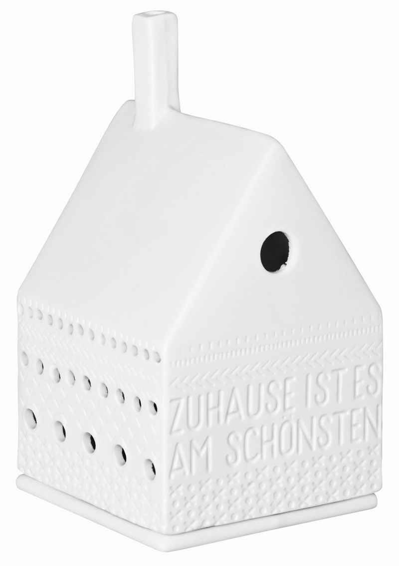Räder Design Teelichthalter Lichthaus Zuhause unglasiertes Porzellan weiß H13cm