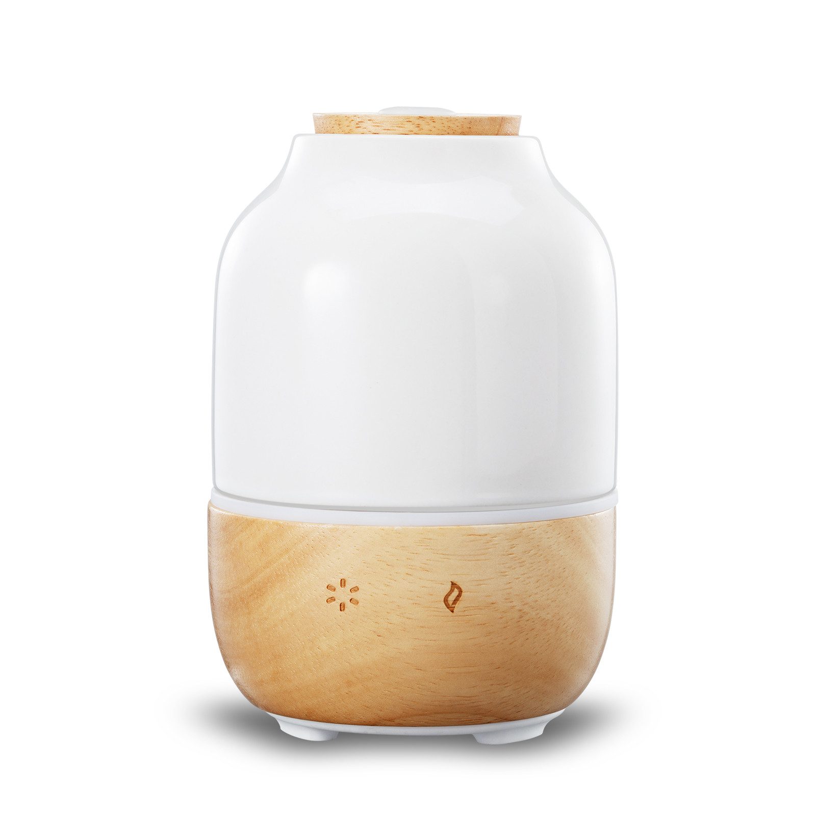 Tekoo Diffuser Aroma Diffuser Keramik & Holz 130ml – Ultraschall Vernebler Leise, 0,13 l Wassertank, Keramikgehäuse, Flüsterleise <28dB, BPA-frei, Kautschukholz