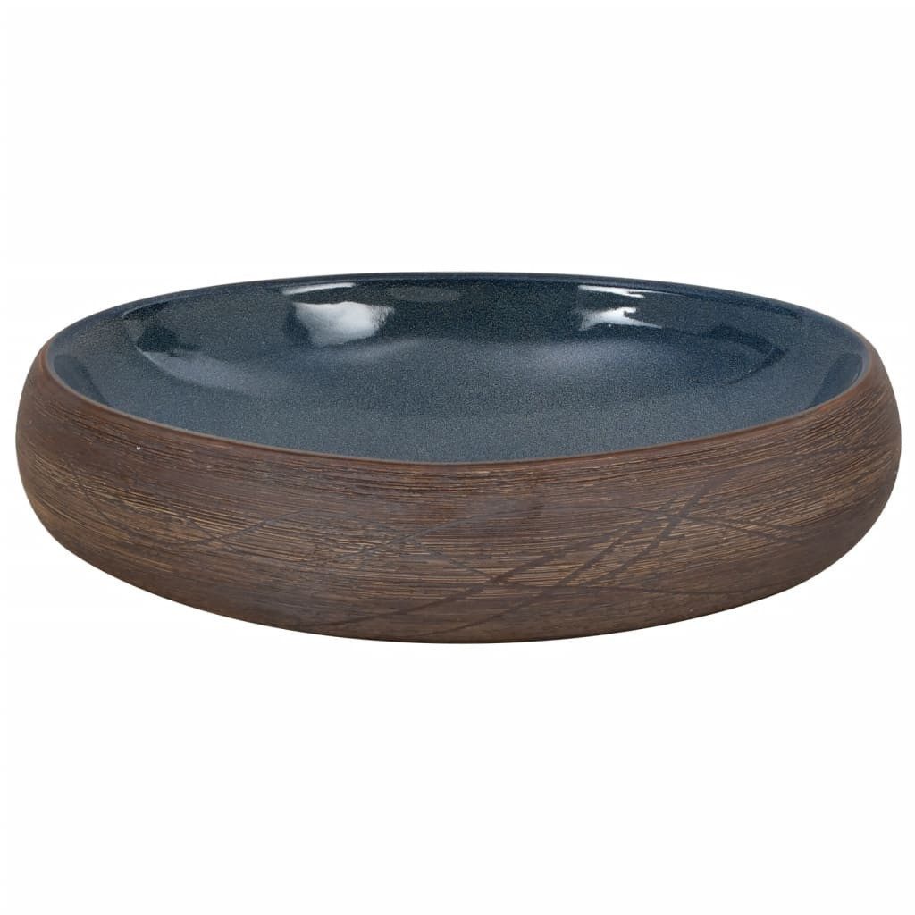 vidaXL Waschbecken 59 x 40 x 15 cm Waschbecken Badezimmer Aufsatzwaschbecken Braun und Bl