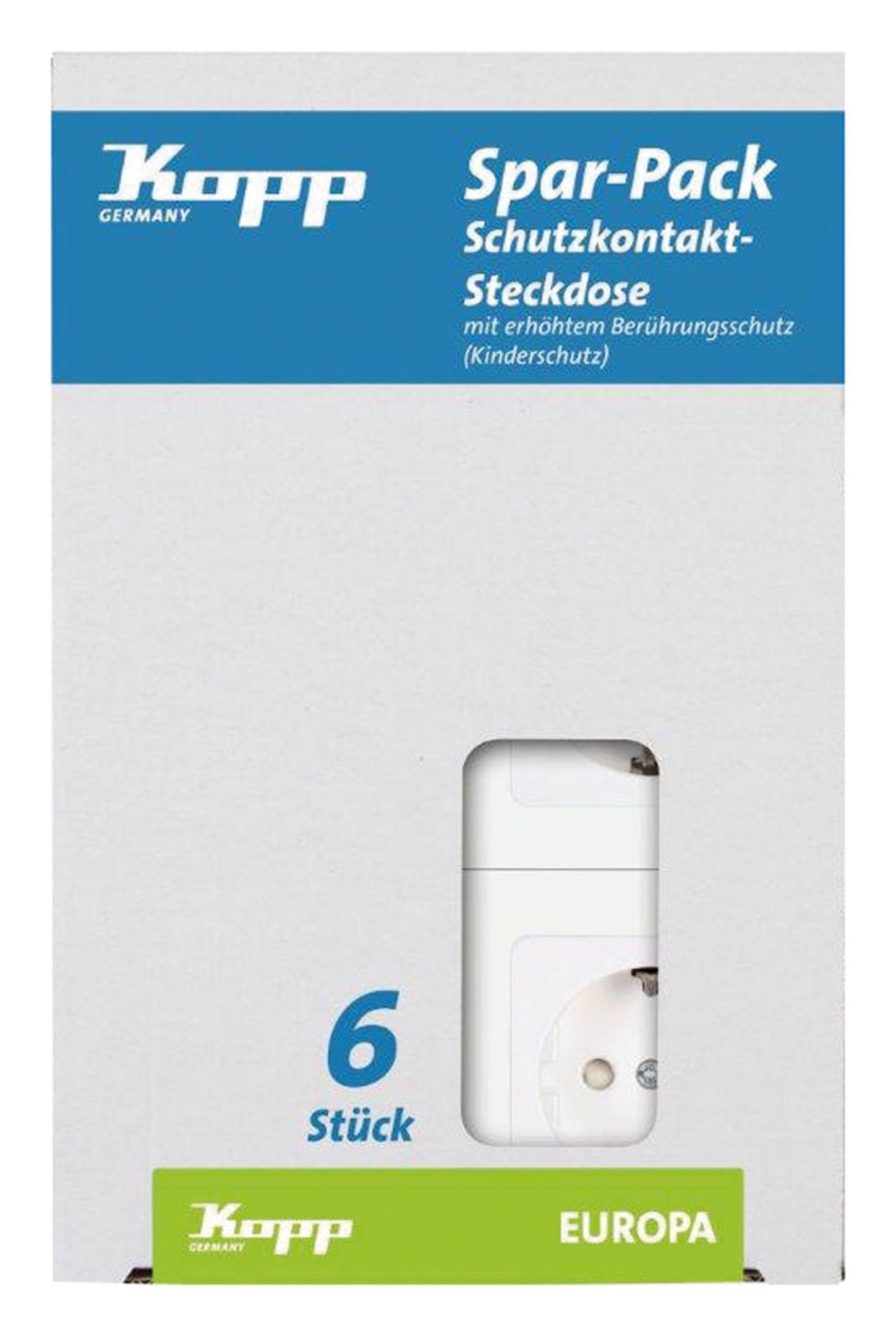 Kopp Unterputz-Steckdose, Profi-Pack á 6 Schuko UP Europa Arktis Weiß