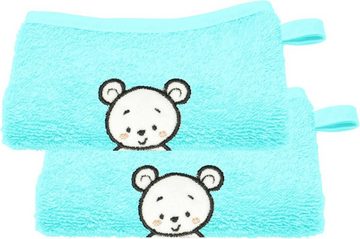 Lashuma Waschhandschuh (Set, 2-tlg), Blaue Babyhandtücher für Jungen 15x21 cm