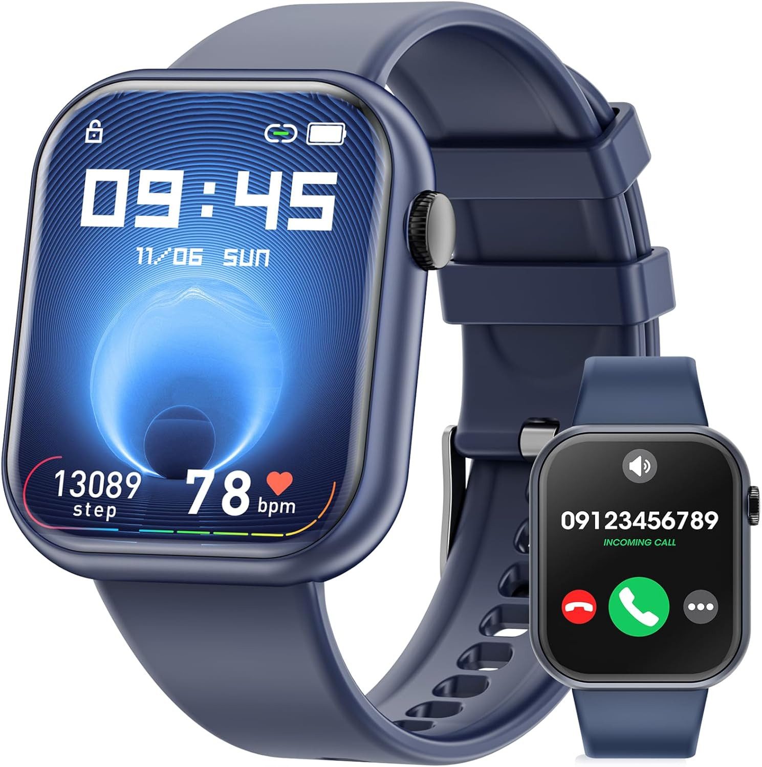 Hwagol Smartwatch (4,6 cm, android ios), Smartwatch mit 1.85 Zoll Touchscreen Bluetooth Anrufen und Sportmodi