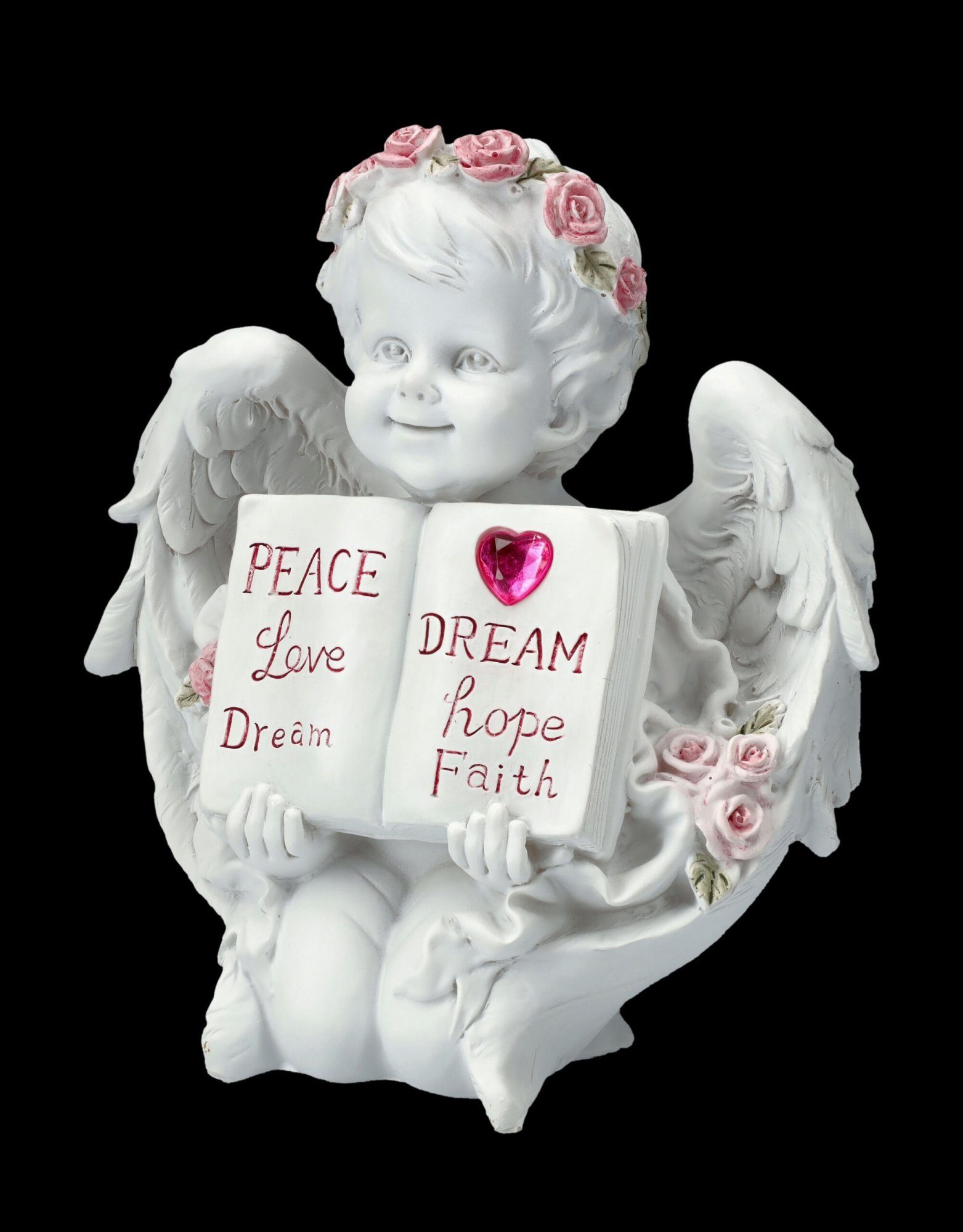 Figuren Shop GmbH Dekofigur Engel Figur - Putte mit Buch und Herz - Fantasy günstig online kaufen