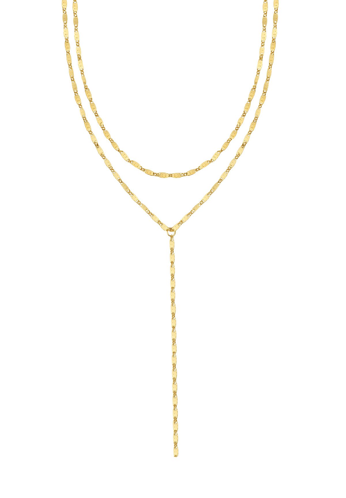 Y-Kette mit Plättchen, Wasserfeste Edelstahl Lasso Halskette