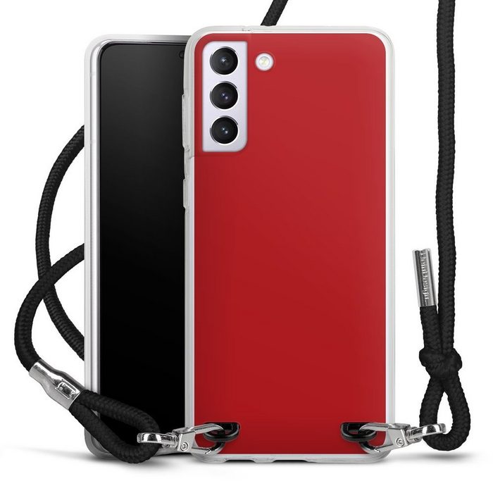 DeinDesign Handyhülle Rot einfarbig Farbe Karminrot Samsung Galaxy S21 Plus 5G Handykette Hülle mit Band Case zum Umhängen
