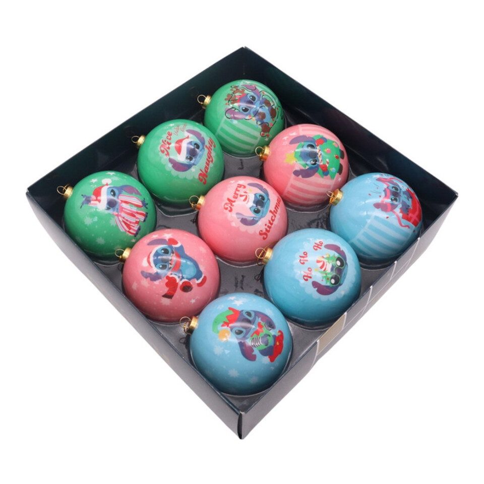 Disney Weihnachtsbaumkugel Disney Weihnachtskugeln Stitch Christbaumschmuck (9 St), Weihnachten