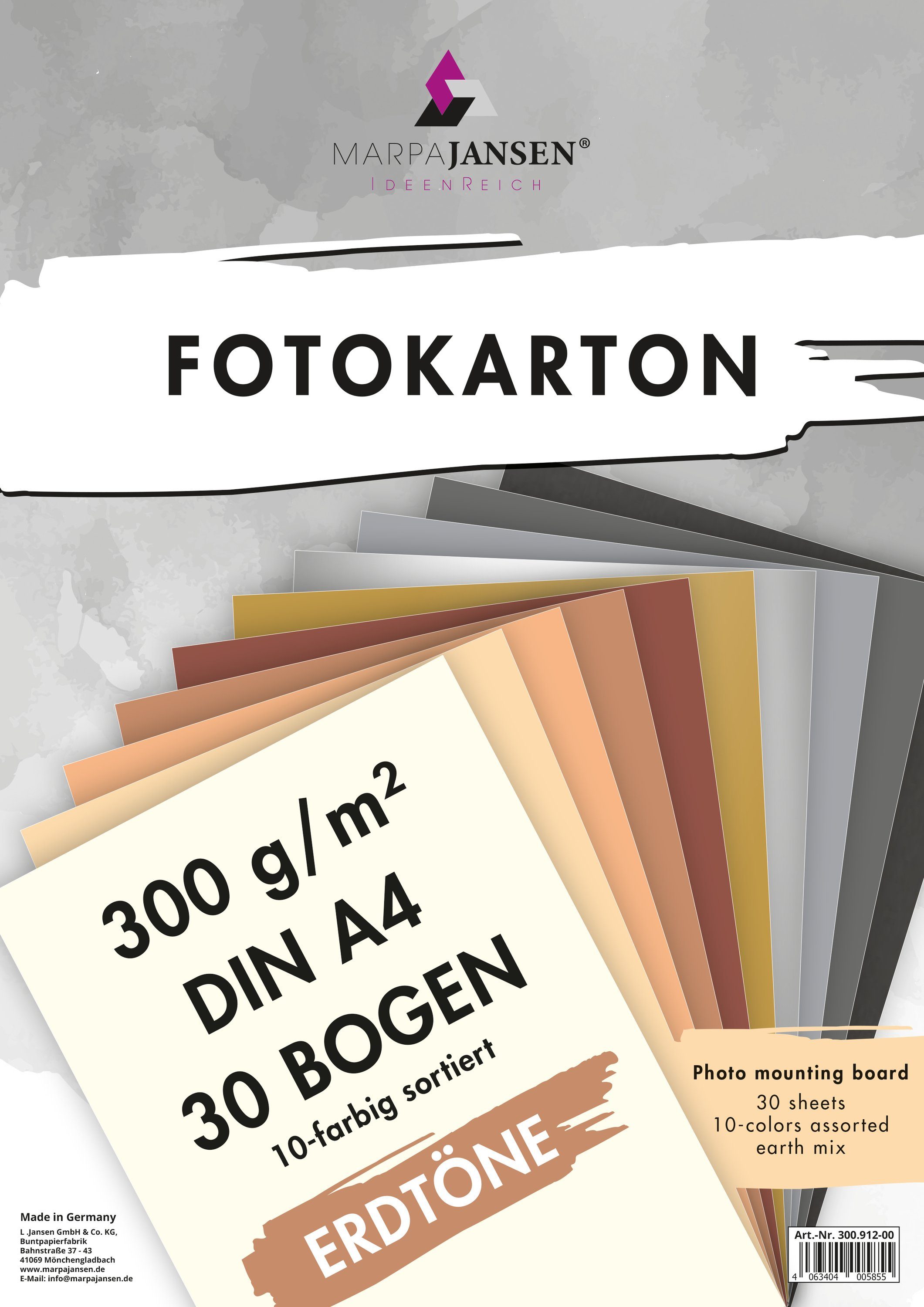 Erdtöne, Papierkarton 30 Blatt DIN A4, Fotokarton MarpaJansen