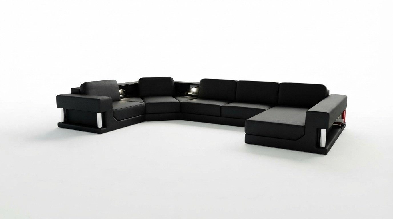Xlmoebel Wohnlandschaft U-förmiges Ledersofa mit modernem Design und hohem Komfort, Ecksofa, Hergestellt in Europa