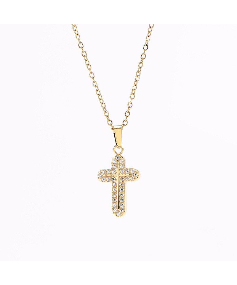 Karisma Schmuck Kreuzkette Mini Frauen Kreuz Edelstahl Kette Zirkonia PCE201 Damenschmuck