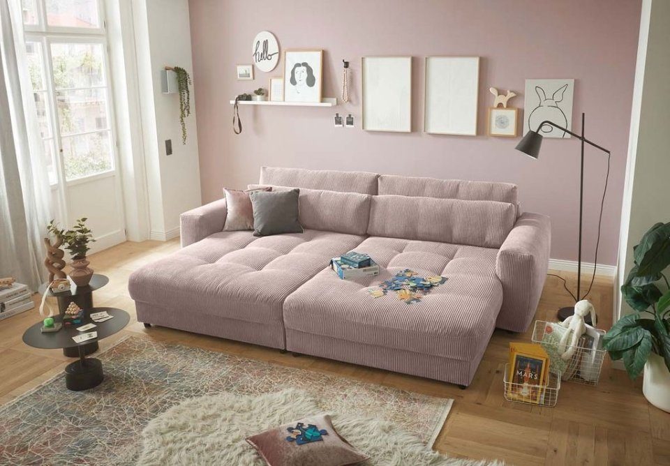 Rückenkissen, Nierenkissen, frei stellbar Raum Flamingo im EXCITING Bezug, DESIGN Cord Barura, Big-Sofa ED
