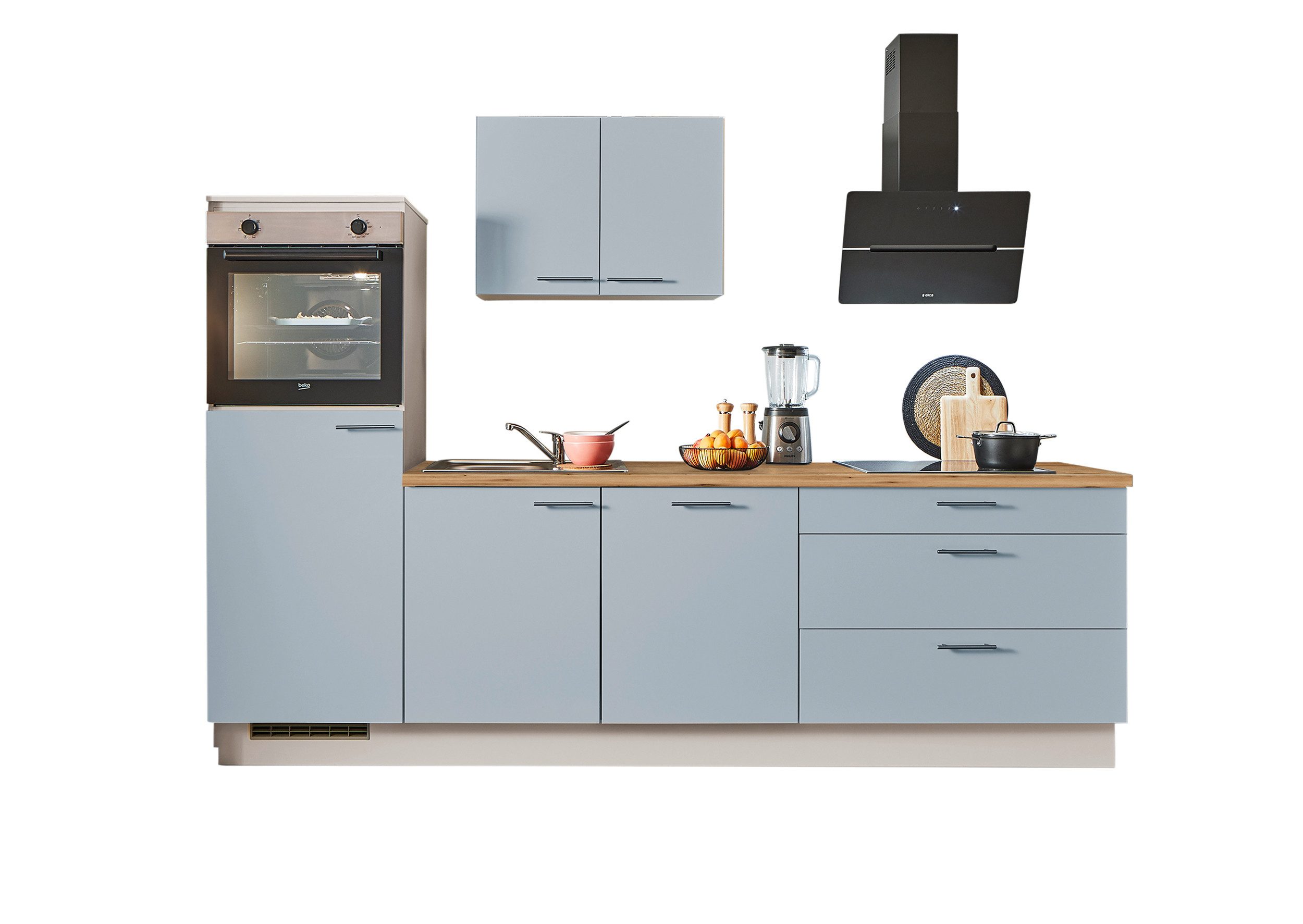 pino Кухниzeile Helsinki, individuell anpassbar, gratis Кухниplanung mit Profis, (Breite 260cm), vormontiert, wahlw. mit E-Geräten, Preis inkl. Lieferung & Montage