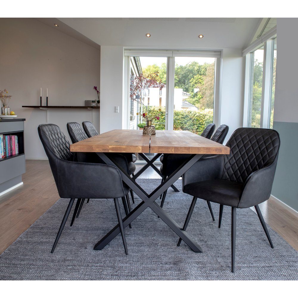 ebuy24 Essgruppe Moss Essgruppe, 1 Esstisch und 6 Stühlen, dunkel, (7-tlg), Esstisch mit Stühlen