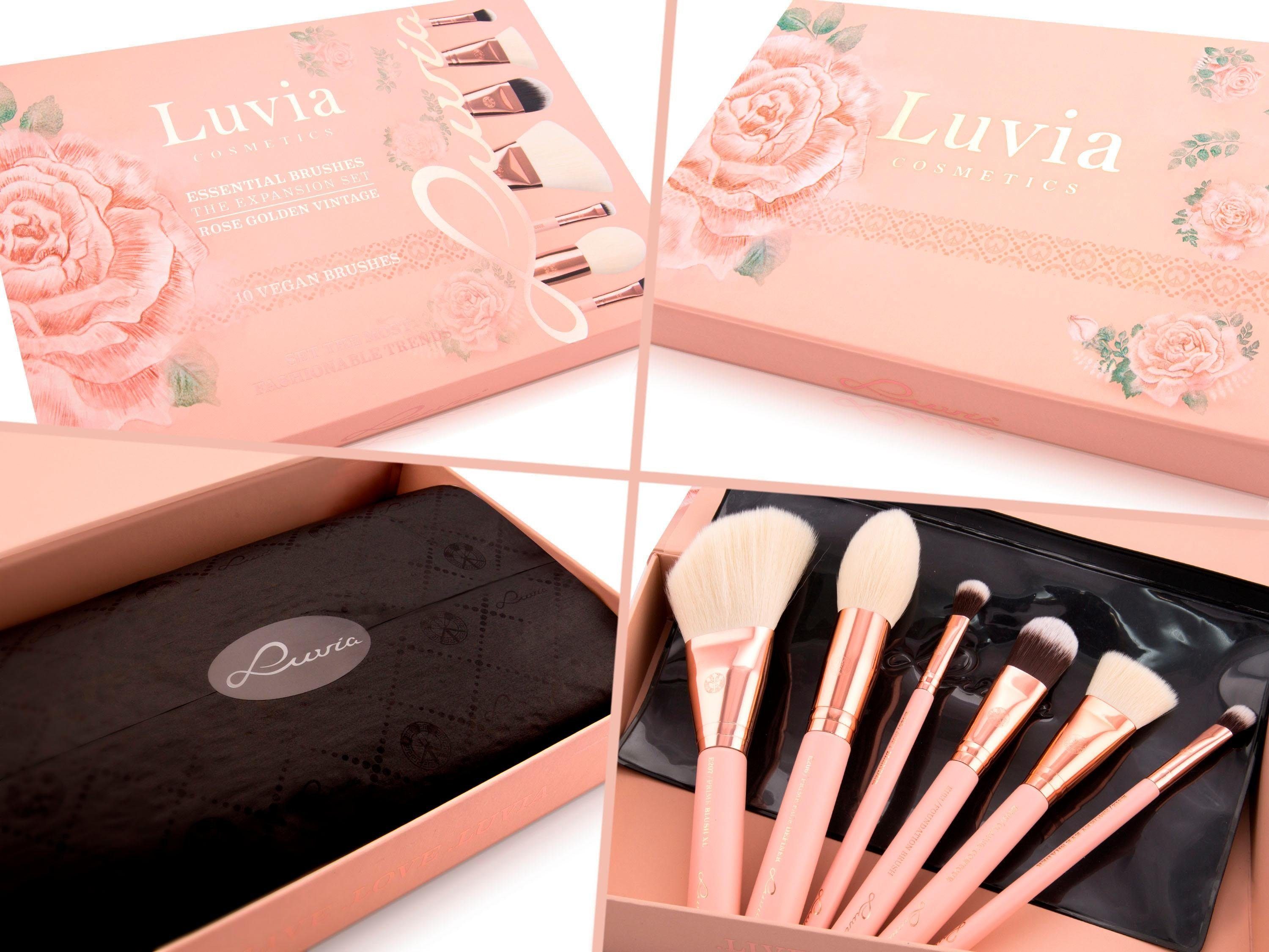 Luvia Cosmetics Kosmetikpinsel-Set Essential Brushes Set Rose - Vintage, - 10 Golden tlg. Expansion